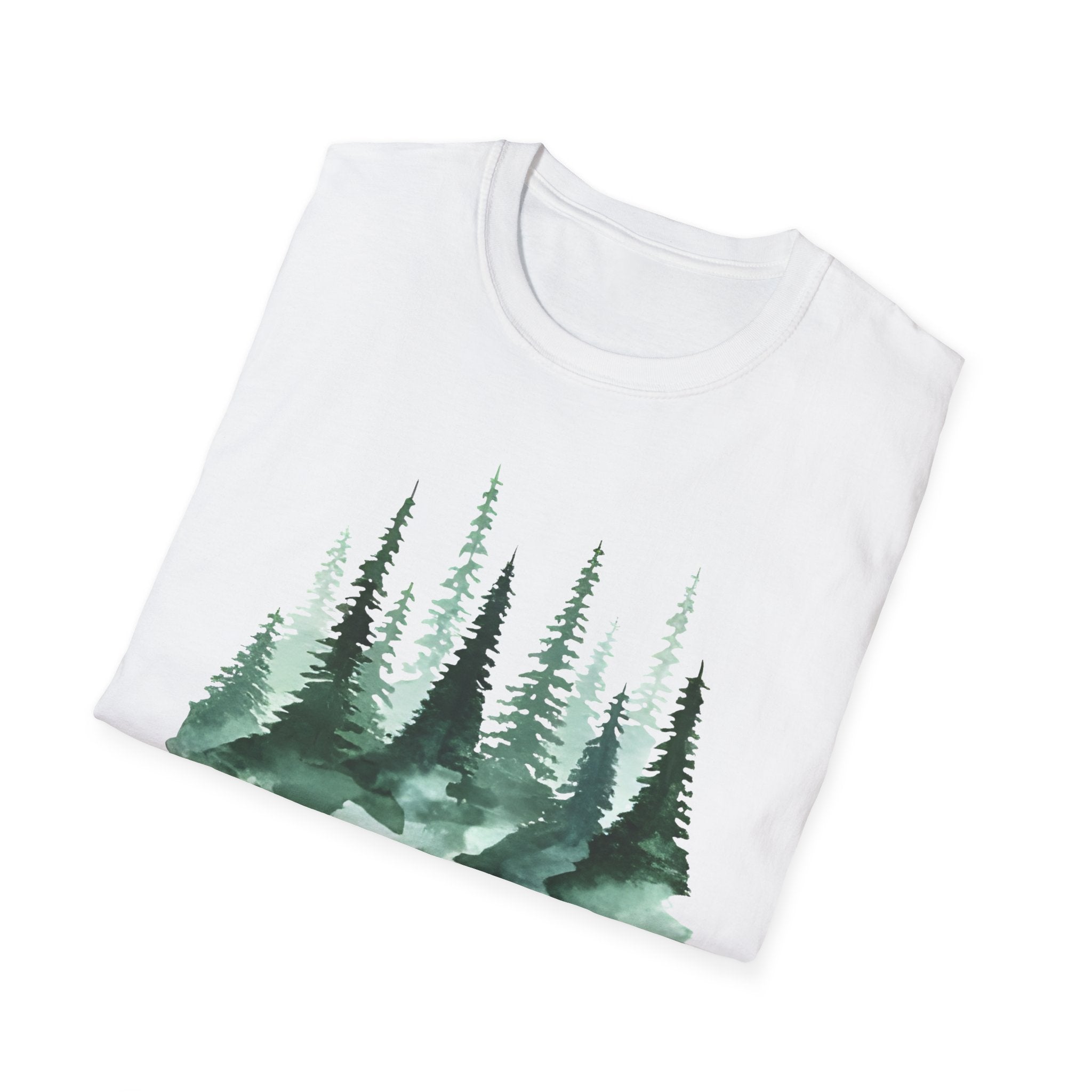 Forest Watercolor T-Shirt — Green Pine Tree Nature Tee