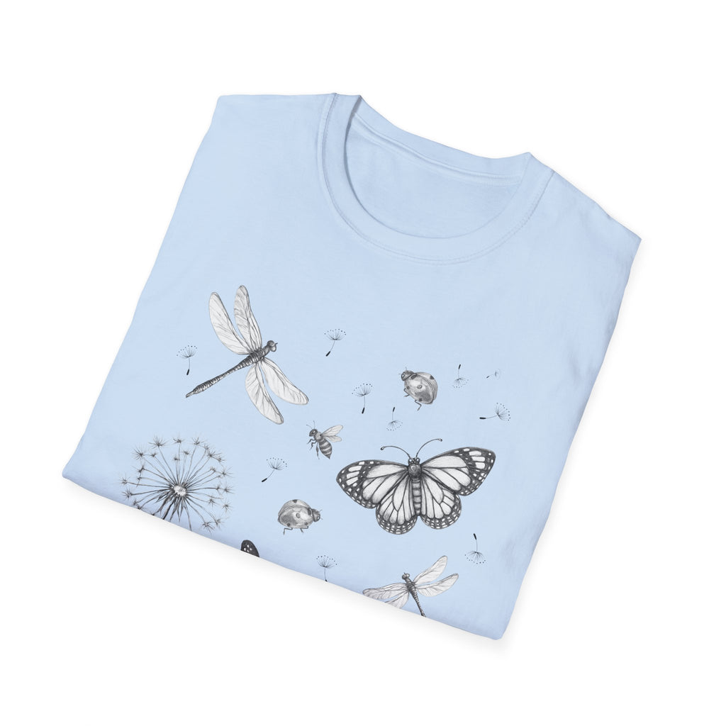 Butterfly & Dandelion Tee — Delicate Botanical Nature T-Shirt