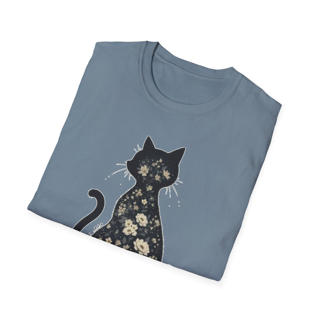 Floral Silhouette Cat T-Shirt