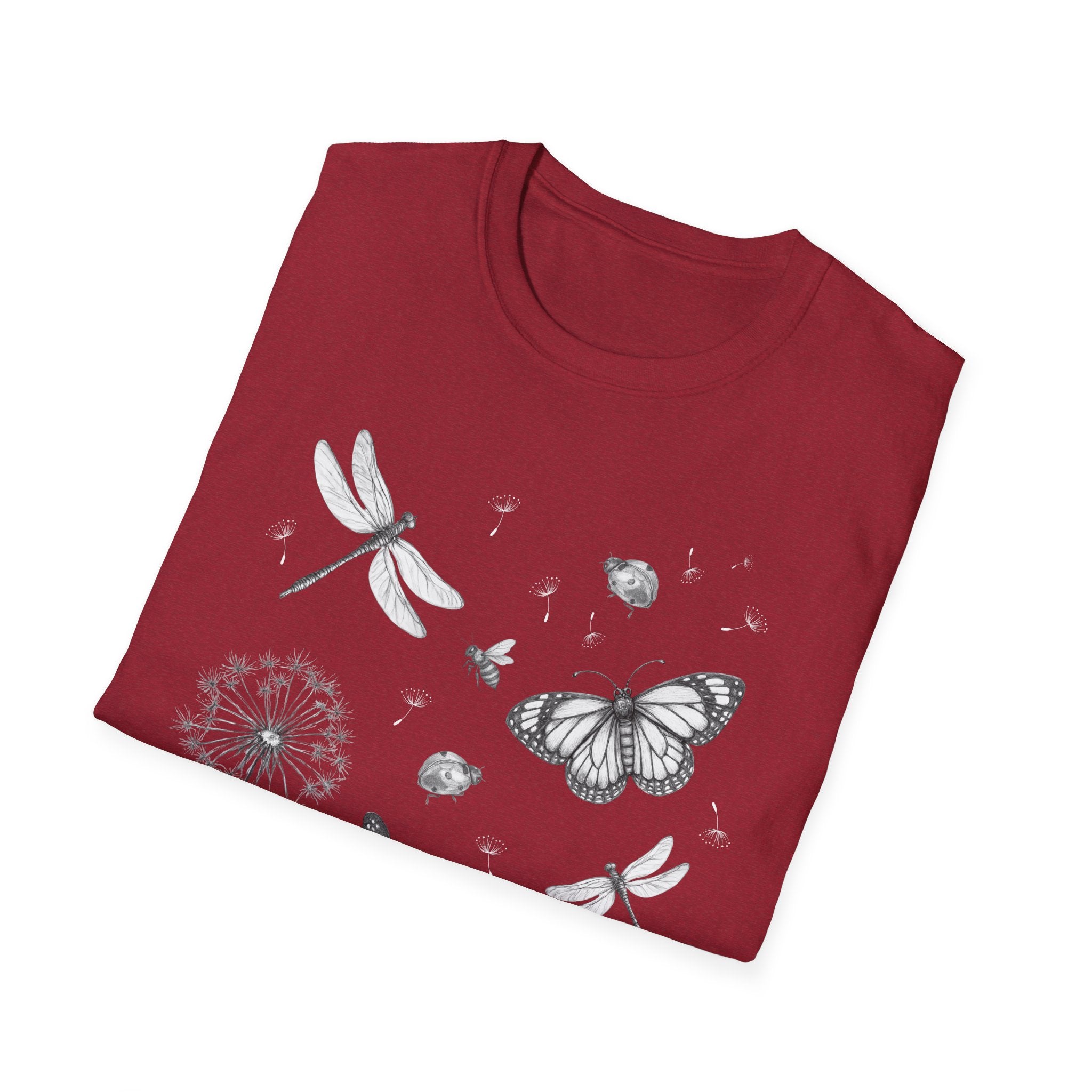 Butterfly & Dandelion Tee — Delicate Botanical Nature T-Shirt