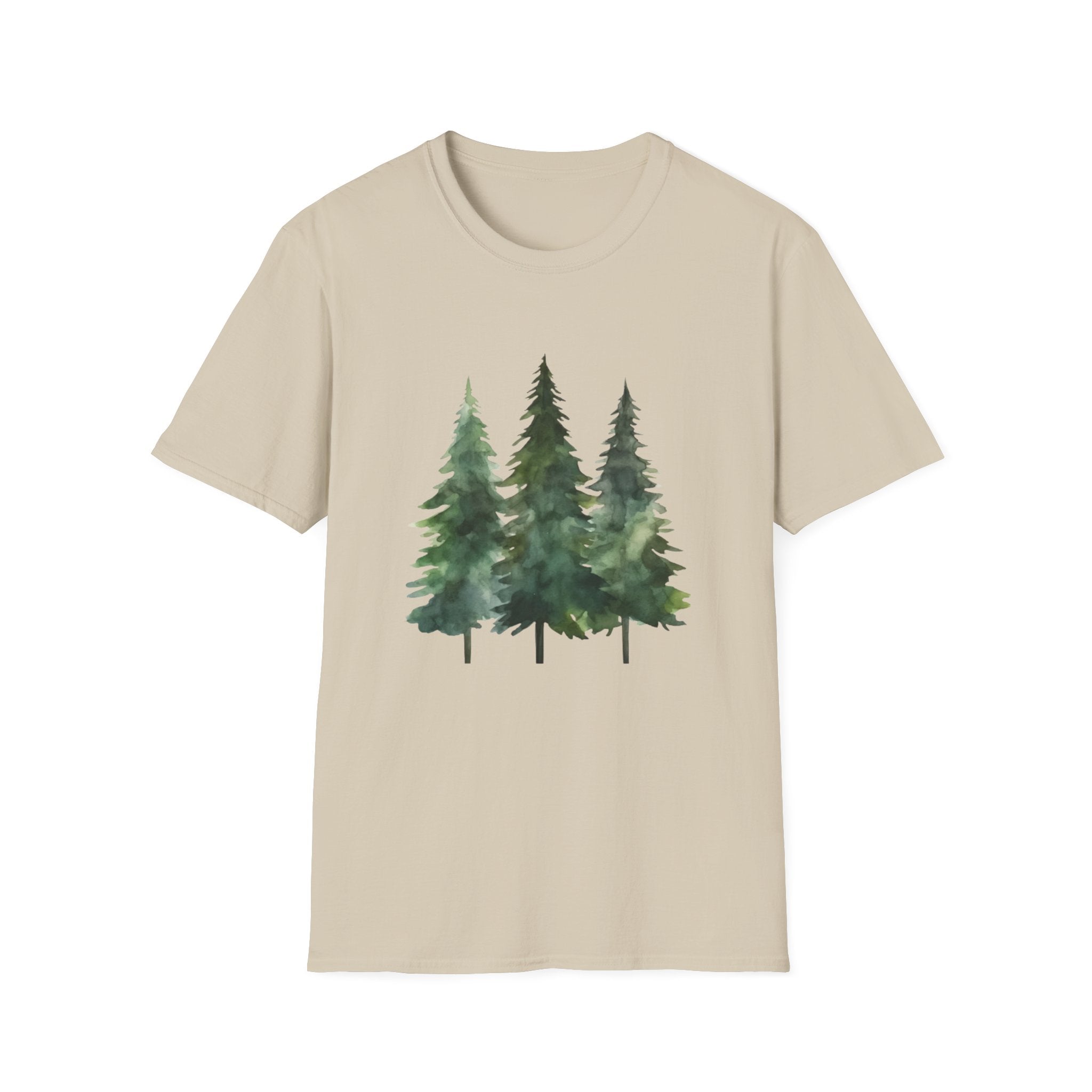 Pine Forest Tee — Watercolor Evergreen Tree T-Shirt