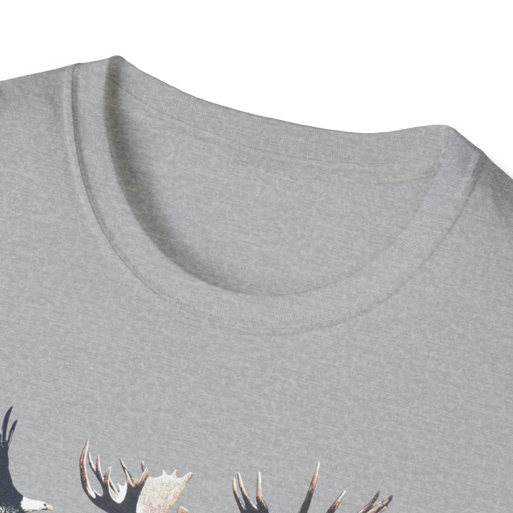 Wildlife Watercolor T-Shirt — Moose, Bear & Eagle Nature Tee