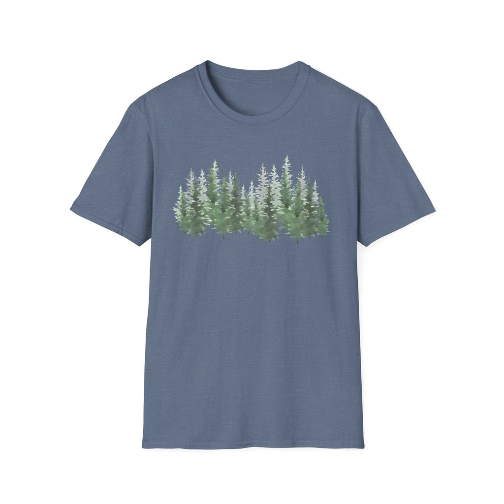 Forest Line T-Shirt — Minimal Evergreen Tree Graphic Tee