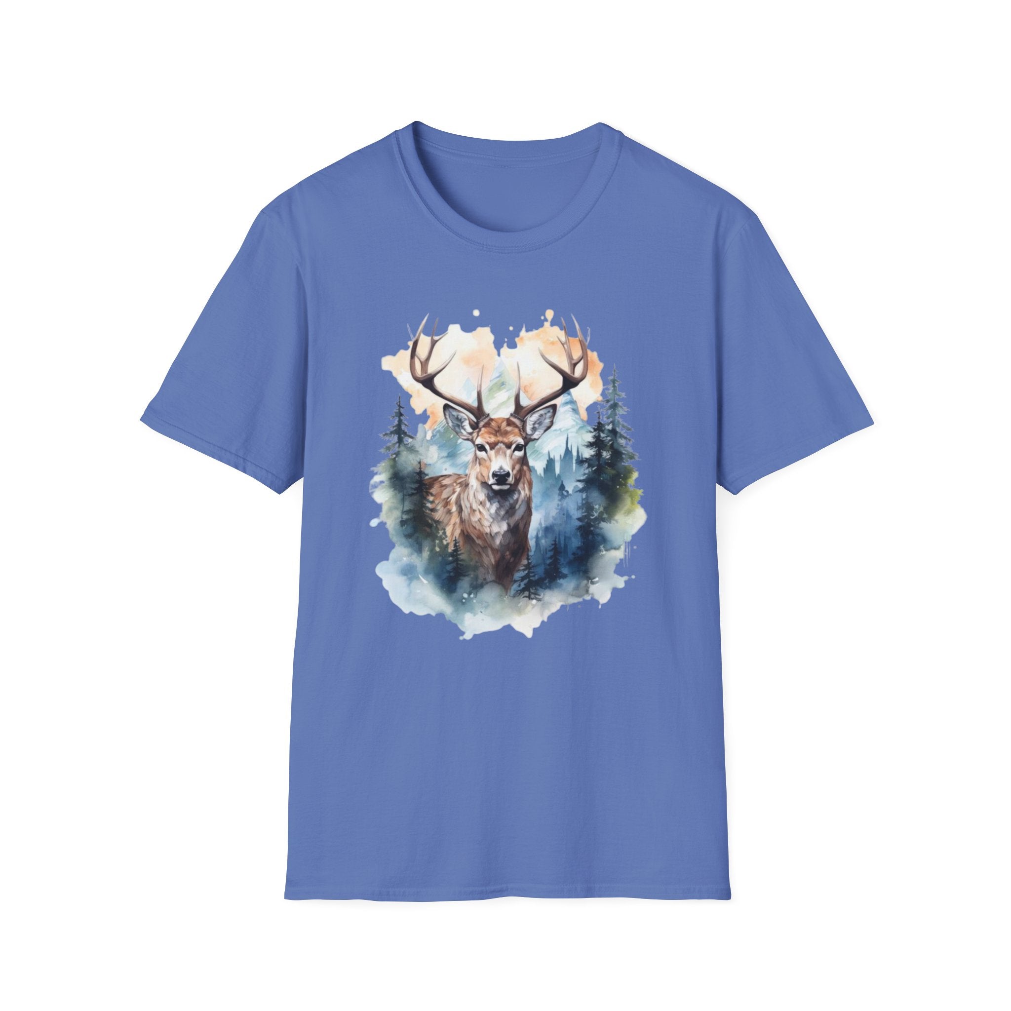 Deer Forest Watercolor T-Shirt — Majestic Stag Woodland Graphic Tee