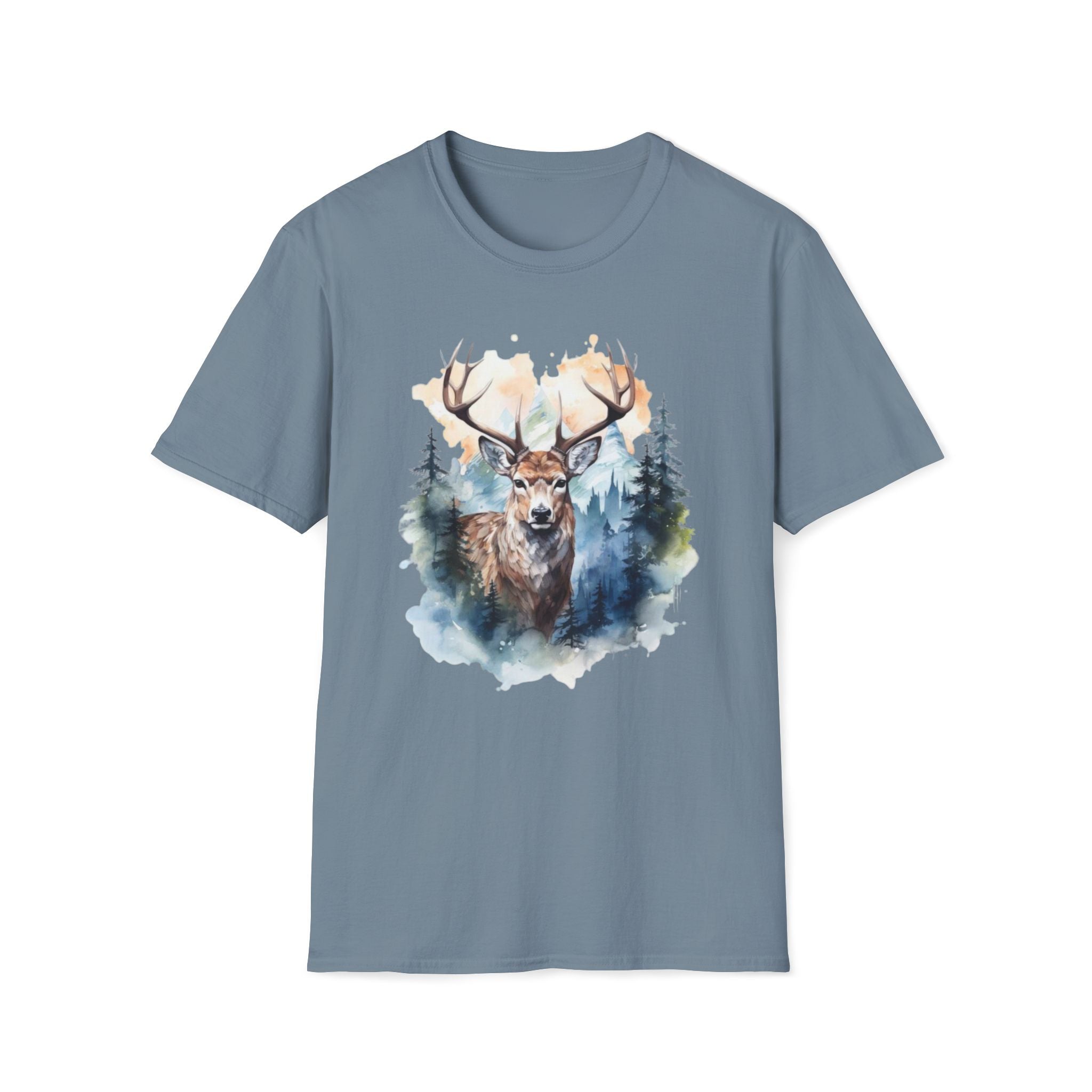 Deer Forest Watercolor T-Shirt — Majestic Stag Woodland Graphic Tee