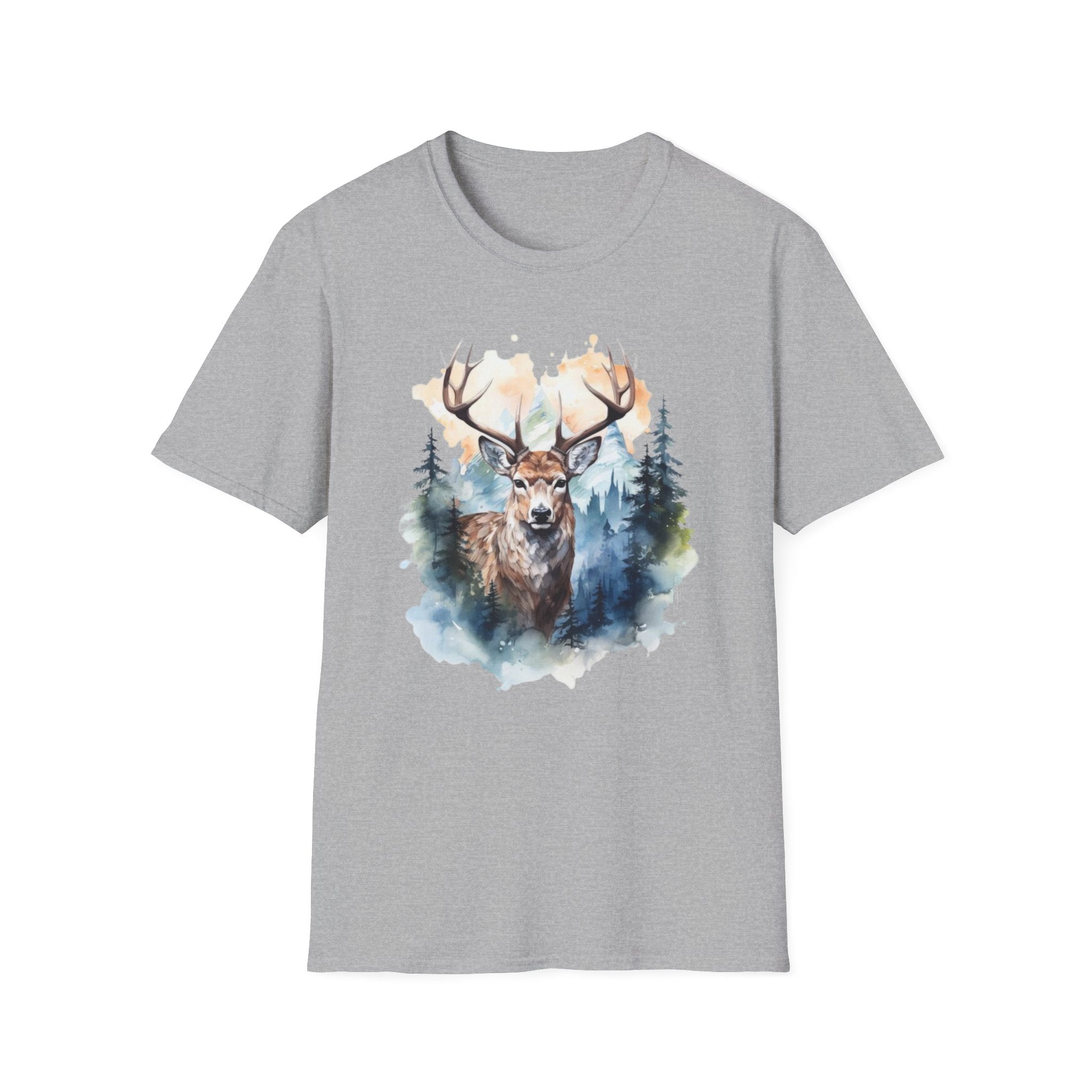 Deer Forest Watercolor T-Shirt — Majestic Stag Woodland Graphic Tee