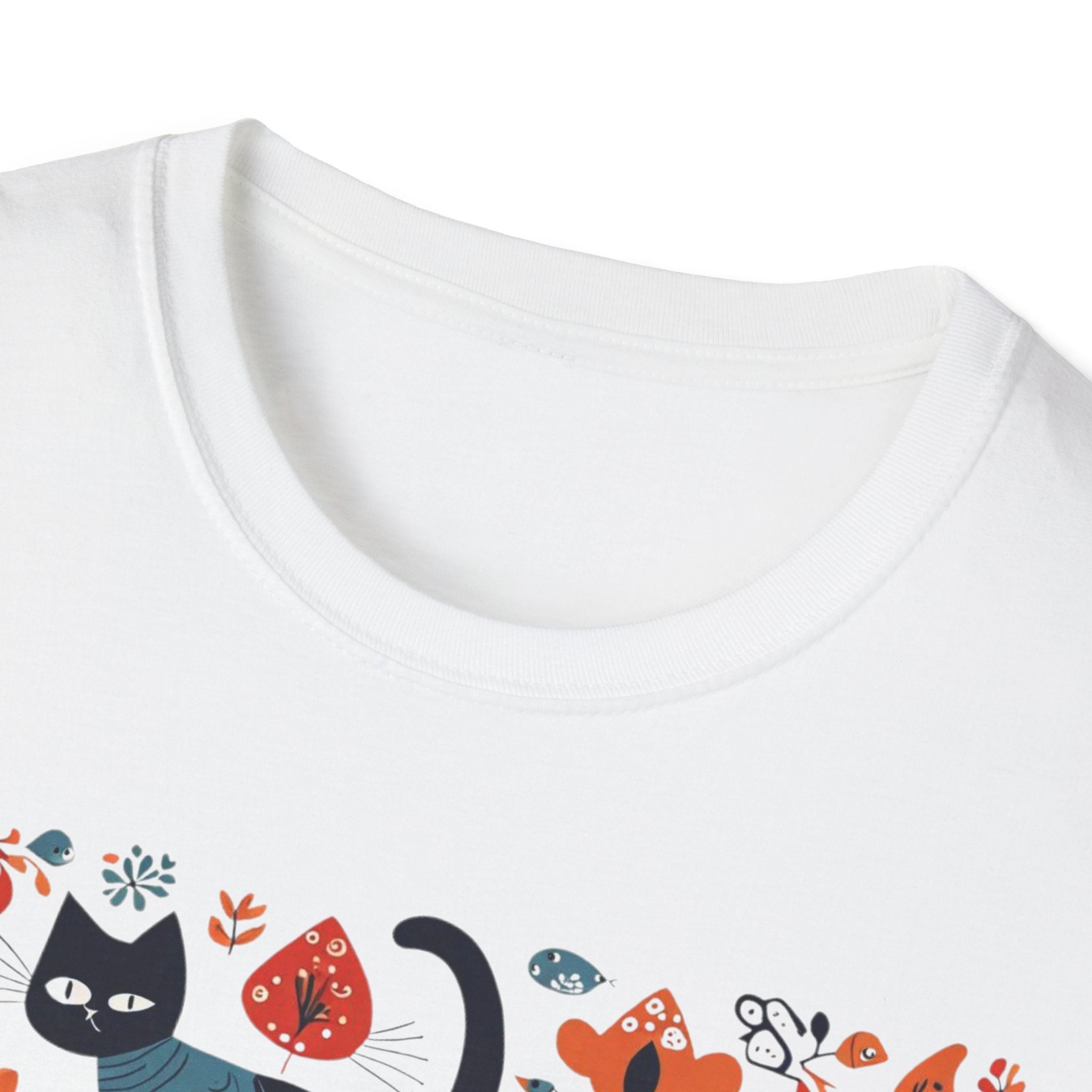 Cats & Flowers T-Shirt — Whimsical Folk Art Cat Graphic Tee