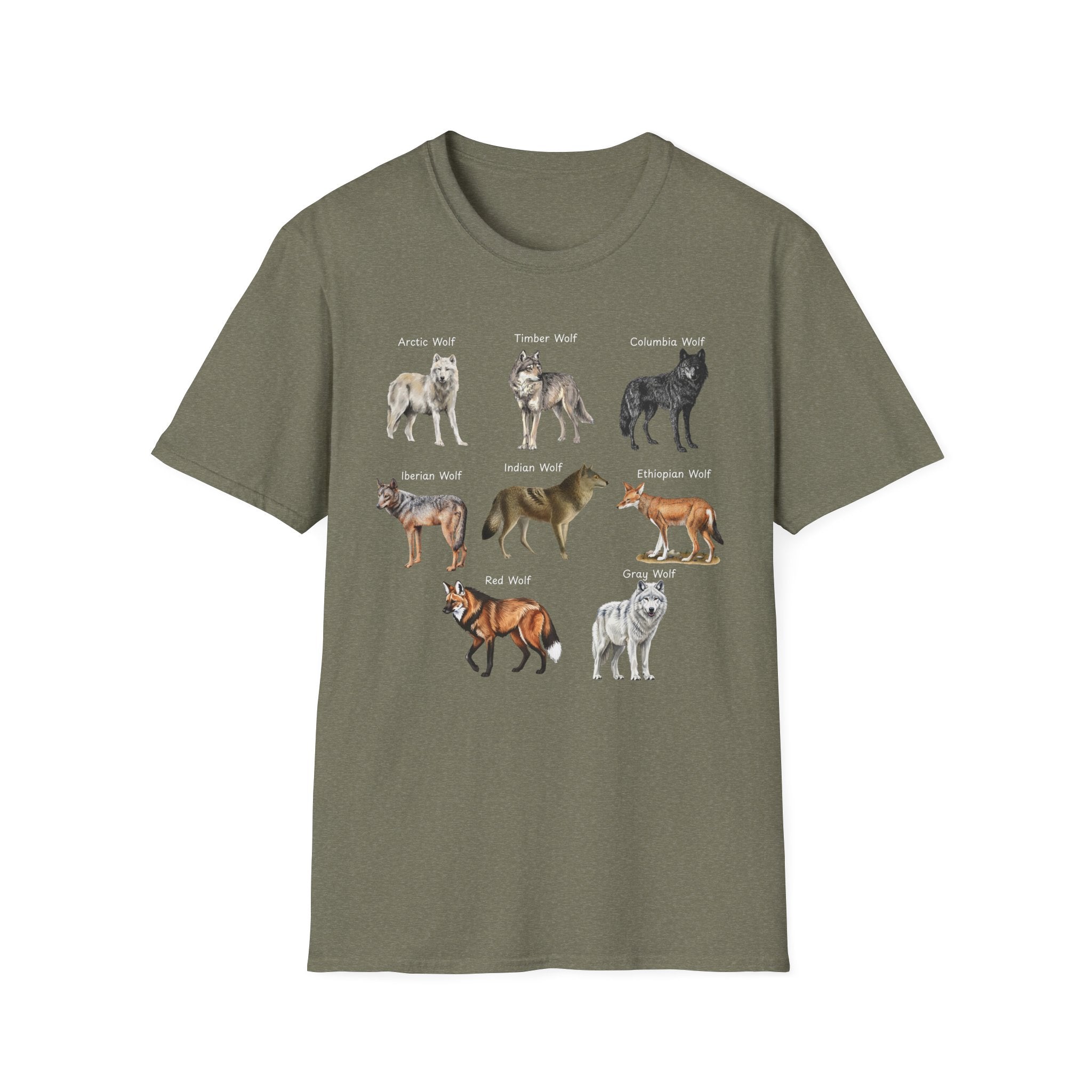 Wolf Species Chart T-Shirt — Illustrated Wolves Guide Tee