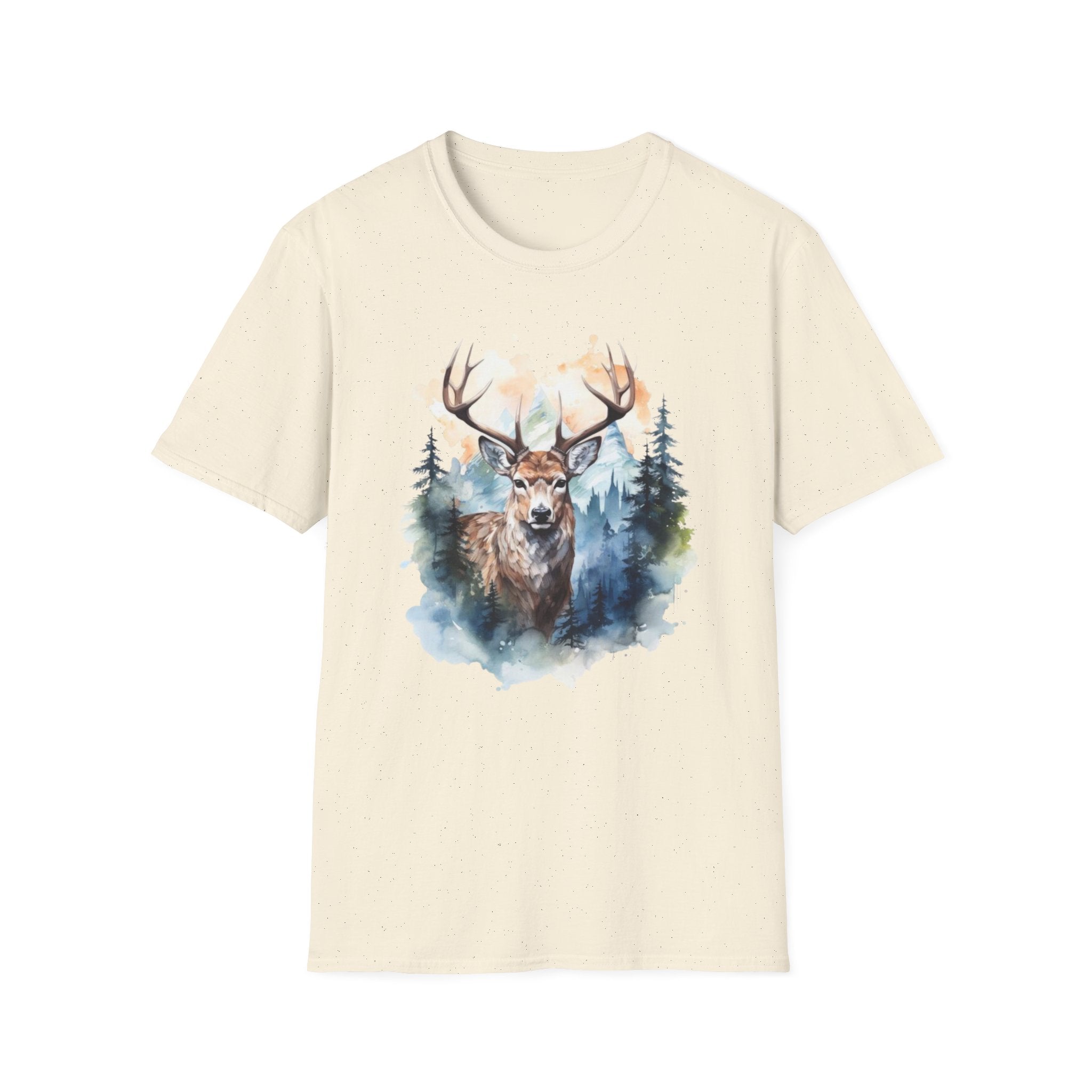 Deer Forest Watercolor T-Shirt — Majestic Stag Woodland Graphic Tee