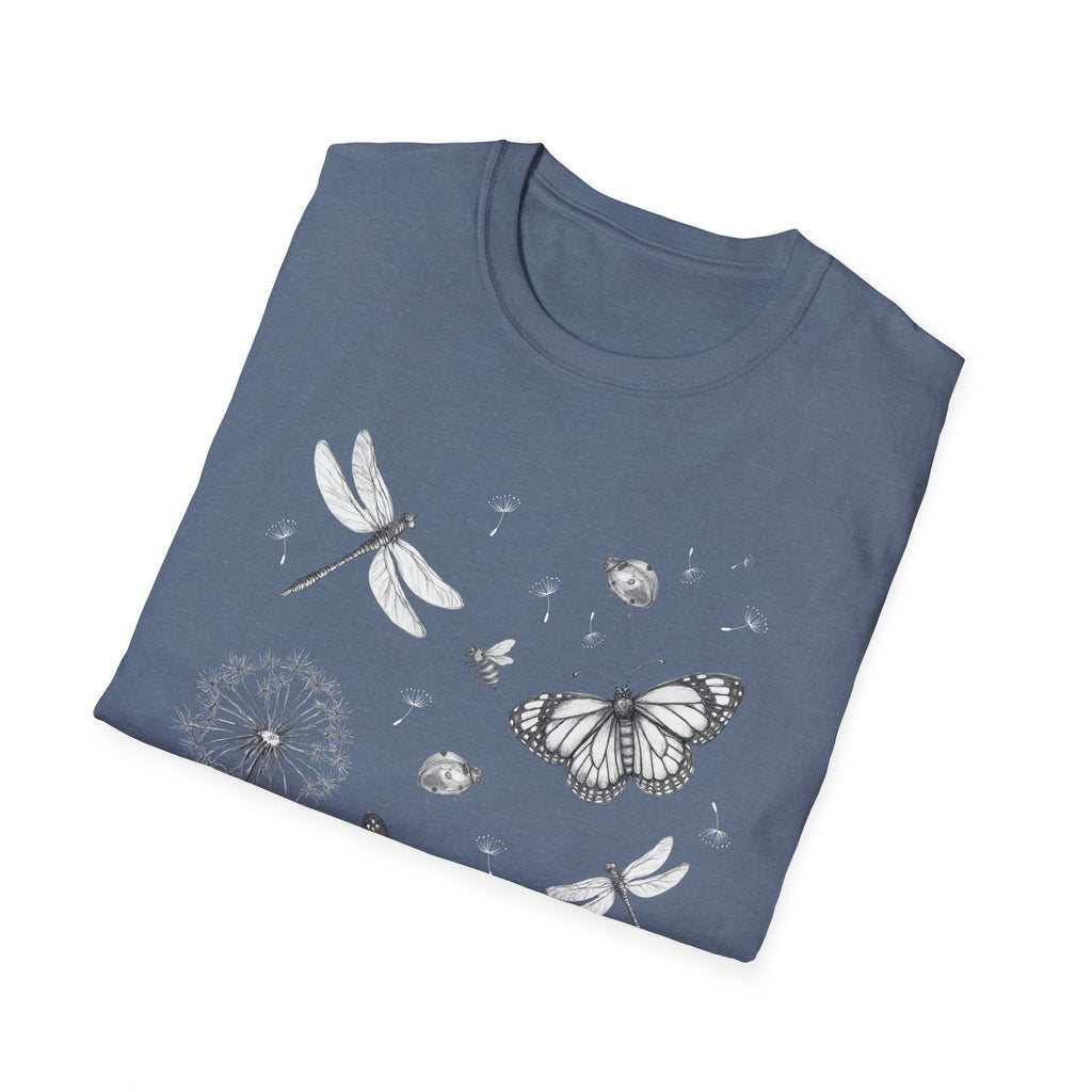 Butterfly & Dandelion Tee — Delicate Botanical Nature T-Shirt