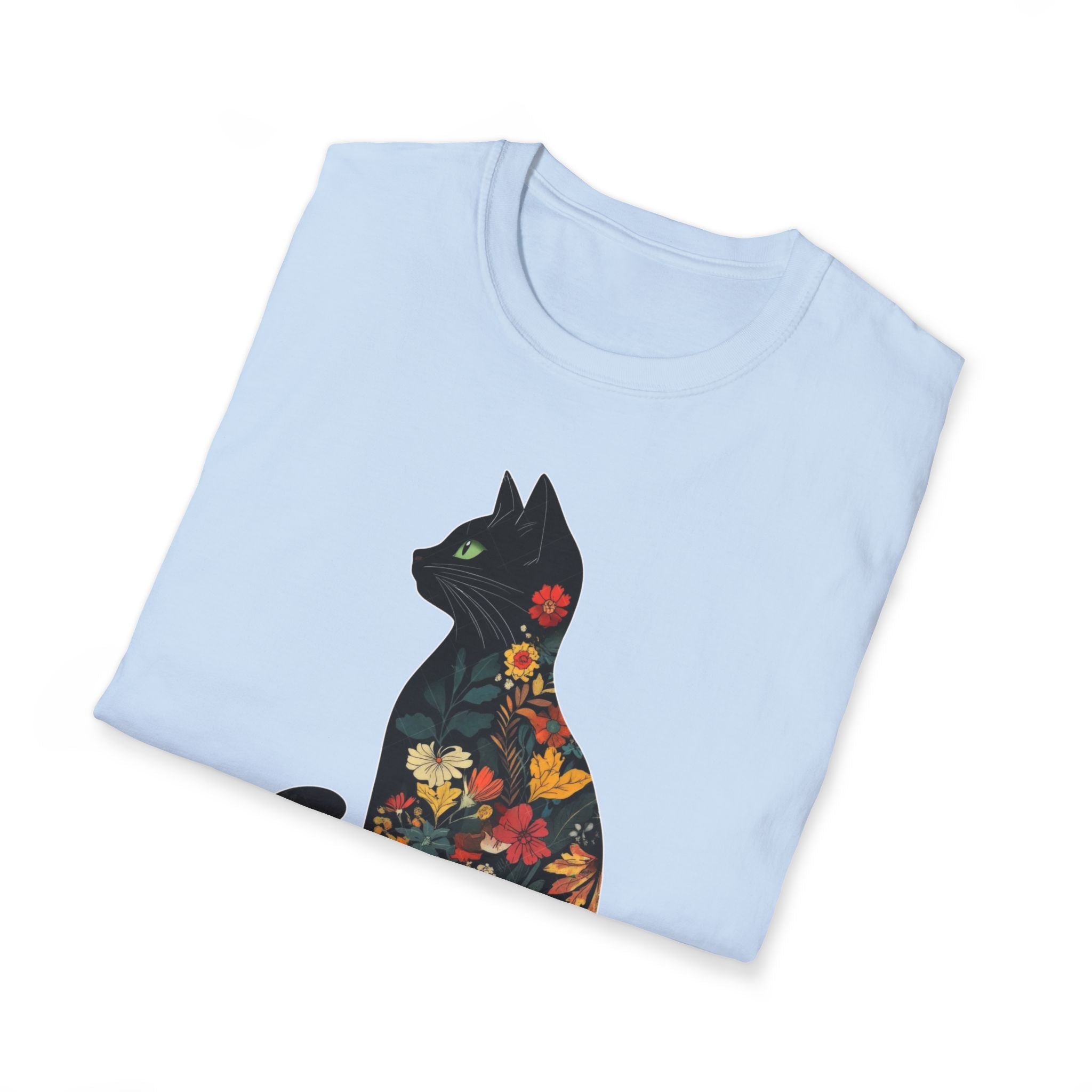 Floral Cat Silhouette T-Shirt