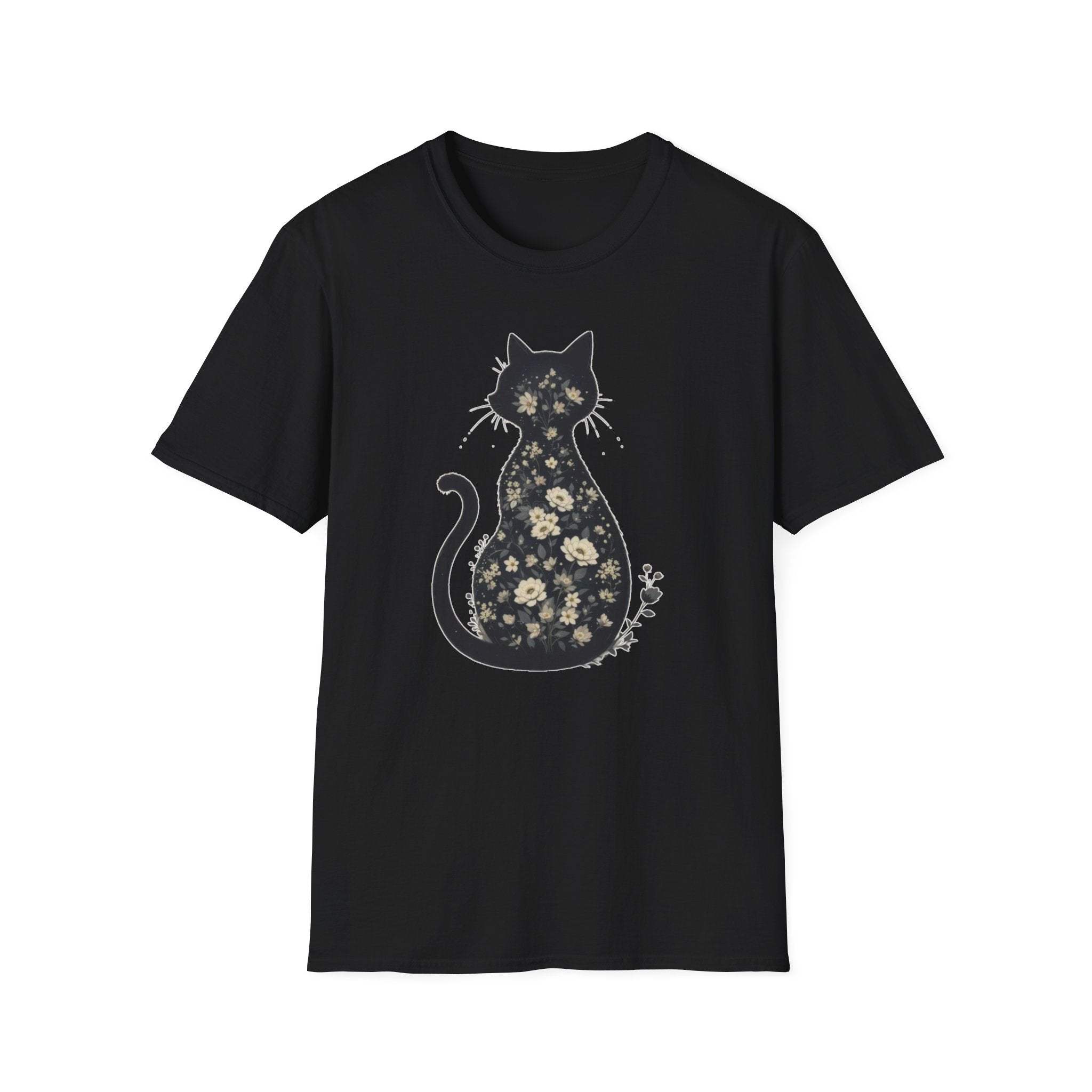 Floral Silhouette Cat T-Shirt
