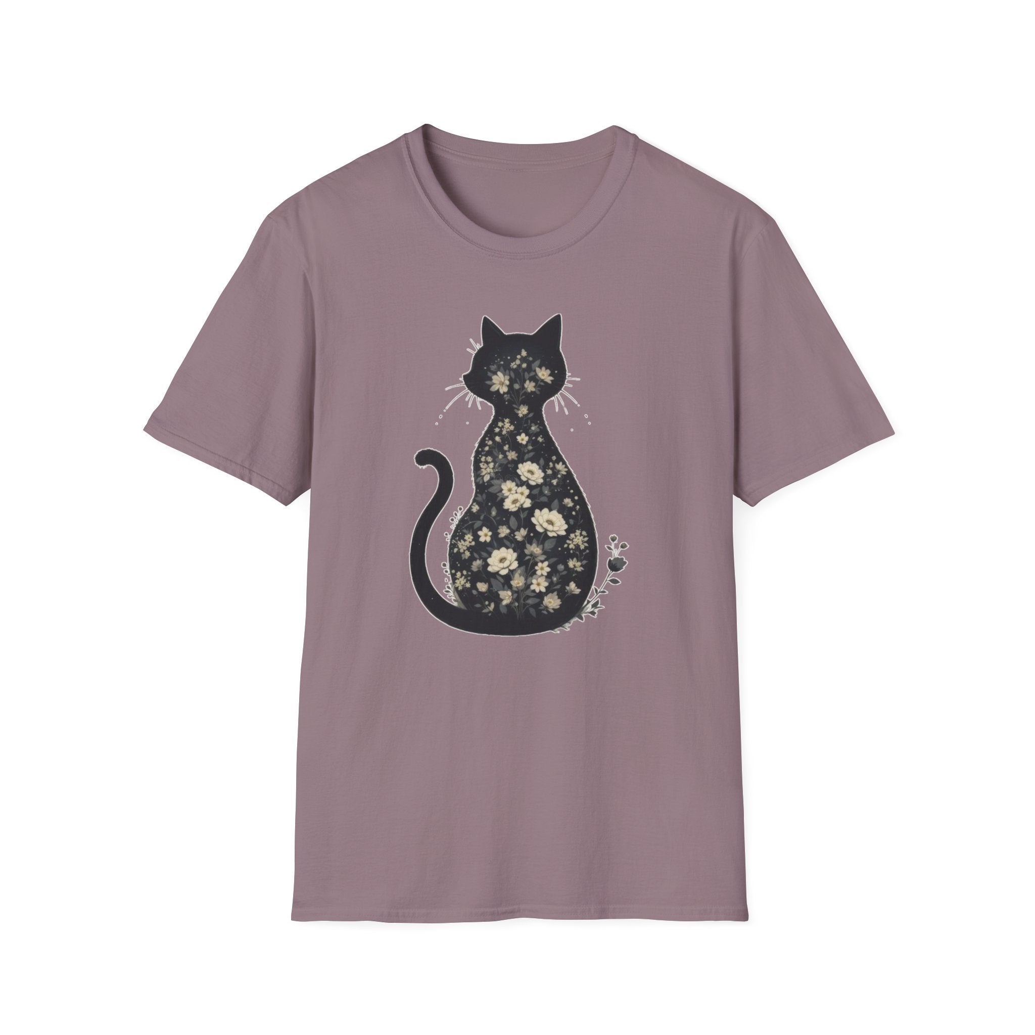 Floral Silhouette Cat T-Shirt