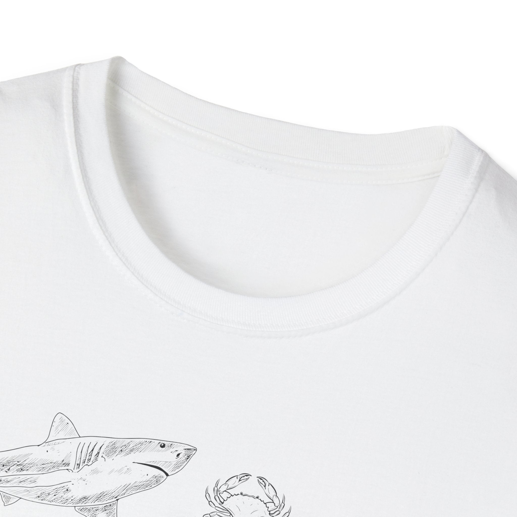 Marine Life Sketch T-Shirt — Minimal Ocean Creatures Illustration