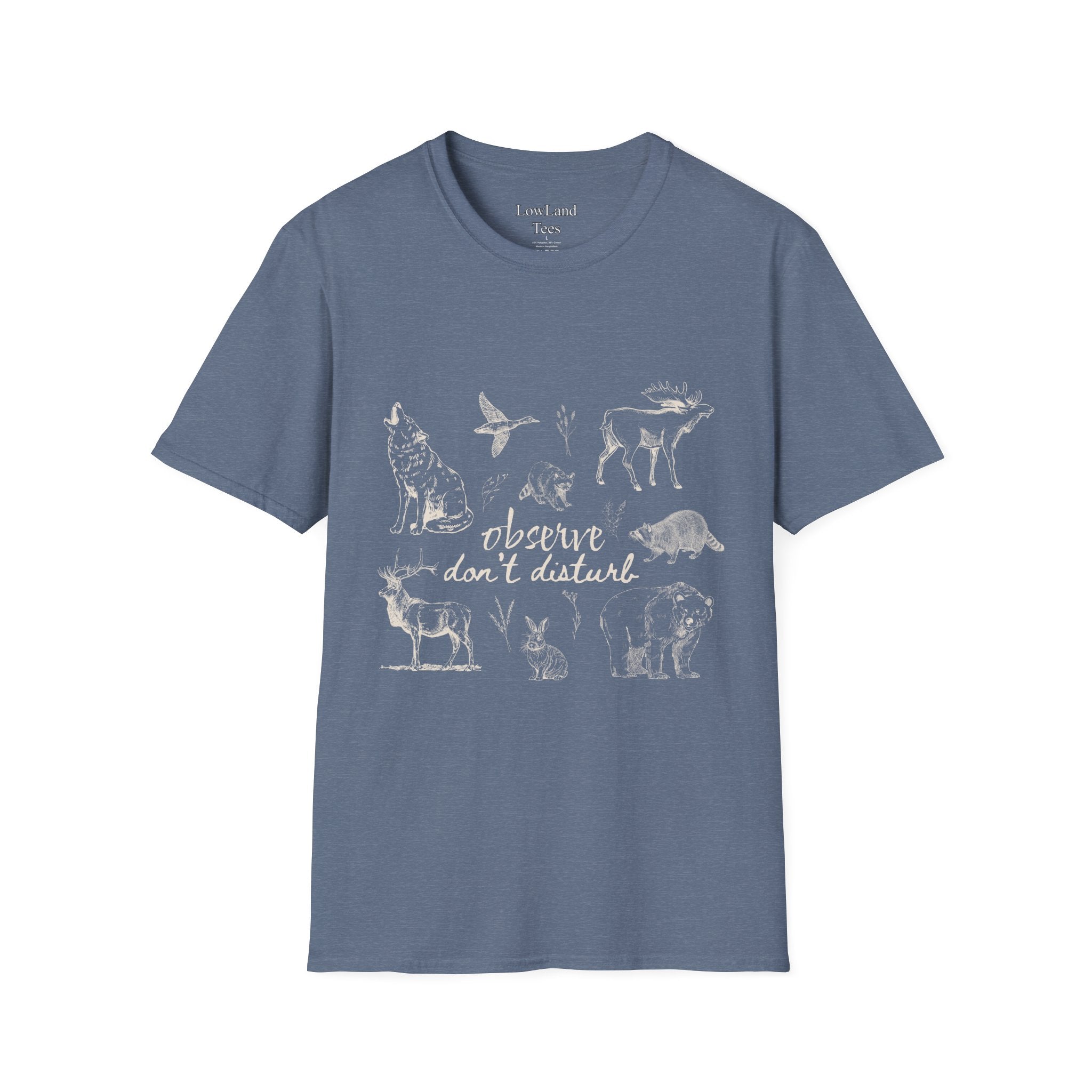 Observe Don’t Disturb T-Shirt — Vintage Sketch Wildlife Field Guide Tee
