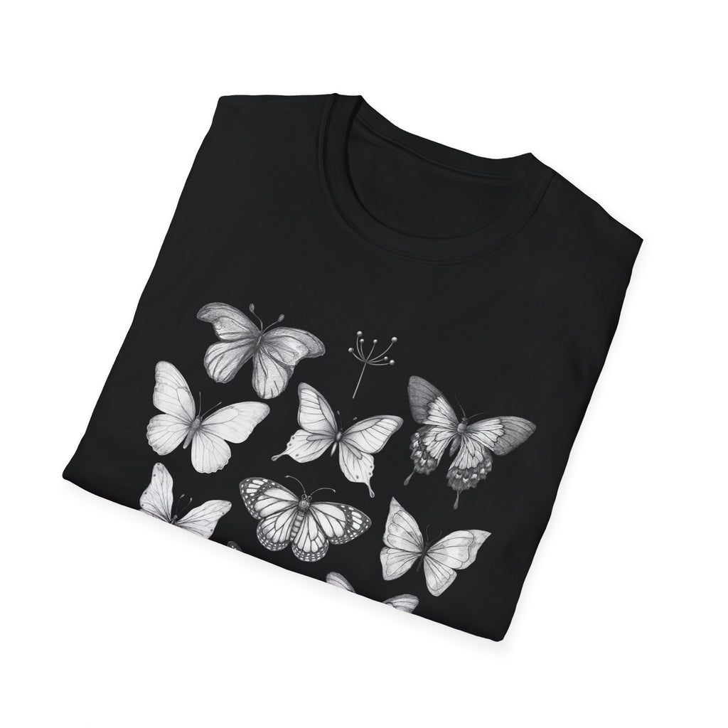 Butterfly Sketch Grid T-Shirt — Vintage Botanical Insect Tee