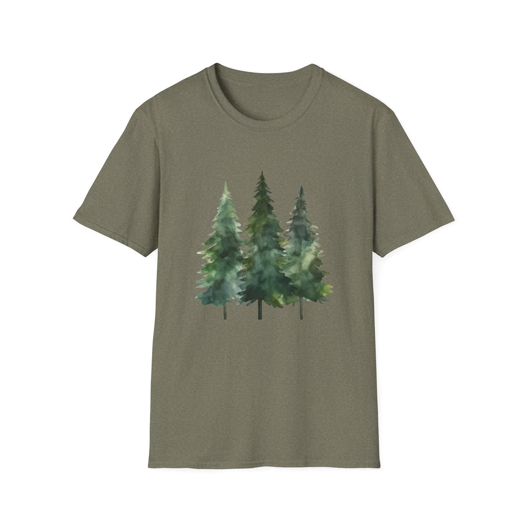 Pine Forest Tee — Watercolor Evergreen Tree T-Shirt
