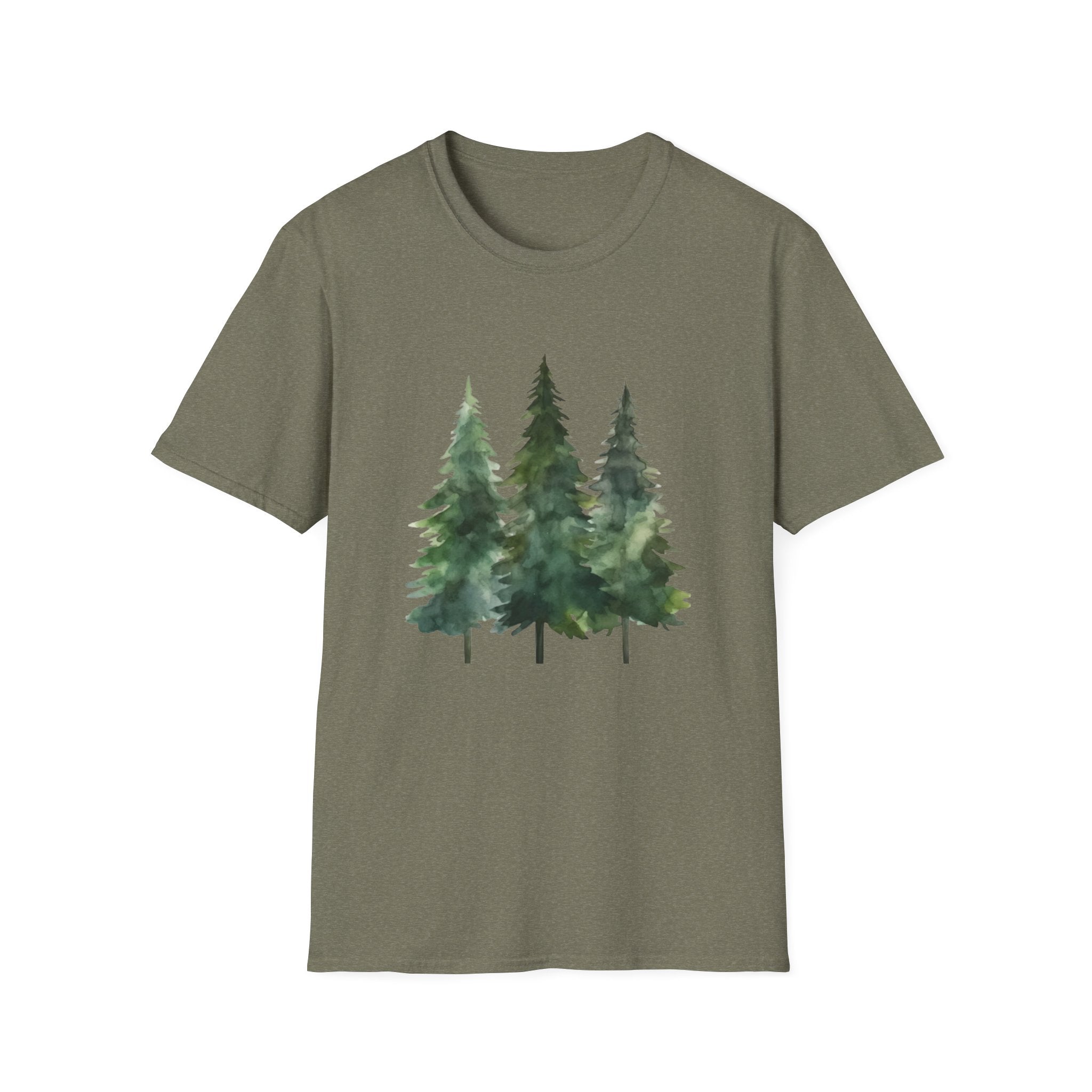Pine Forest Tee — Watercolor Evergreen Tree T-Shirt