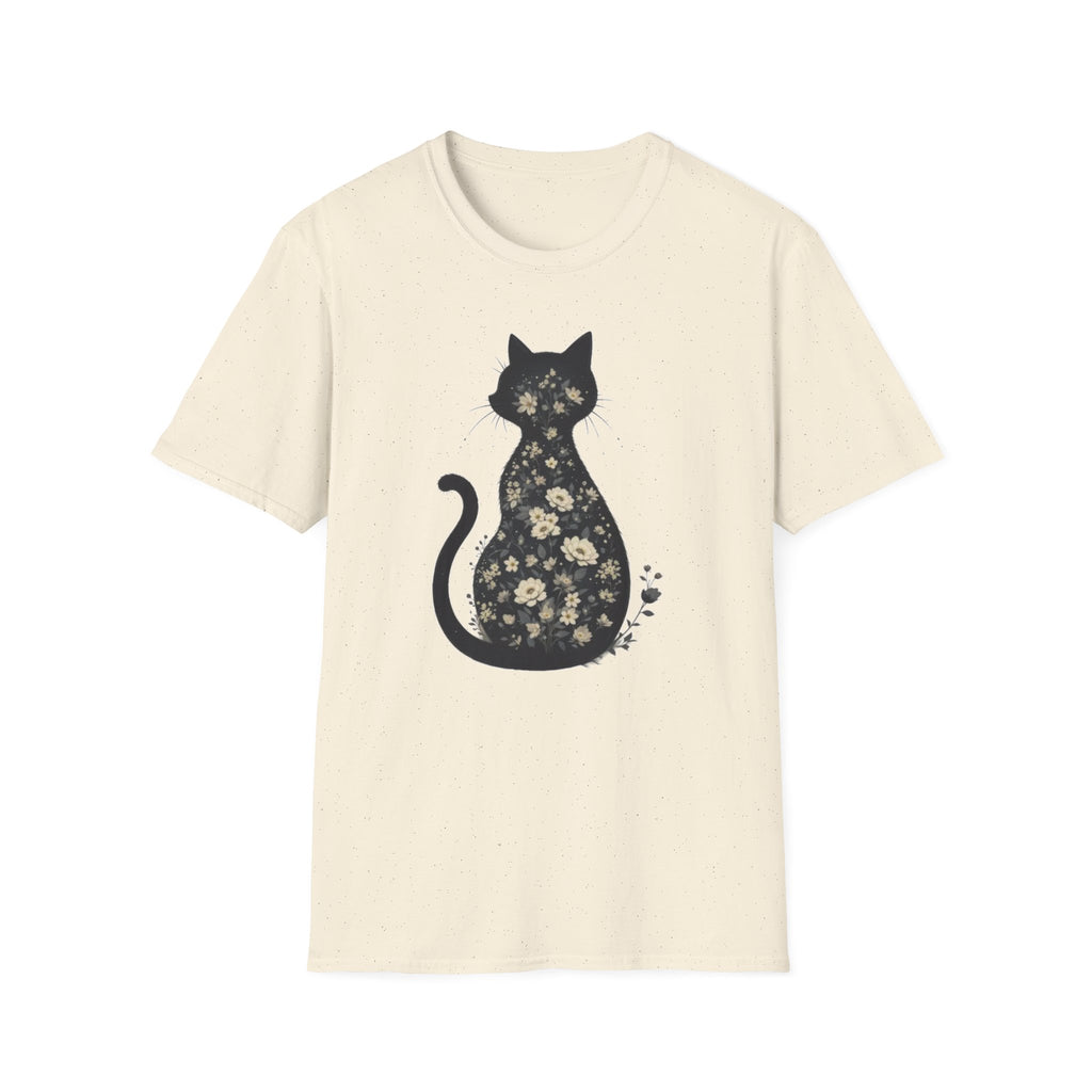 Floral Silhouette Cat T-Shirt