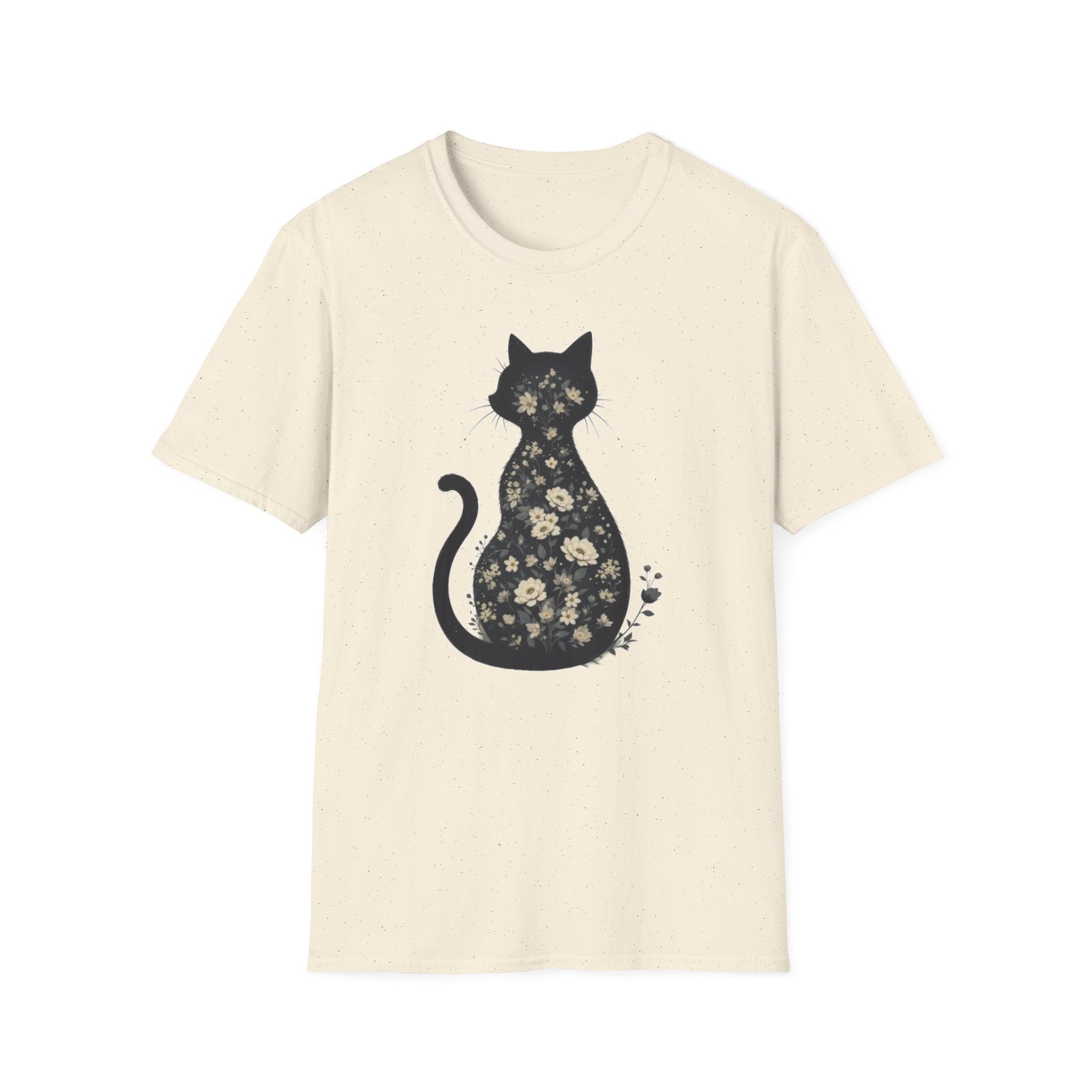 Floral Silhouette Cat T-Shirt