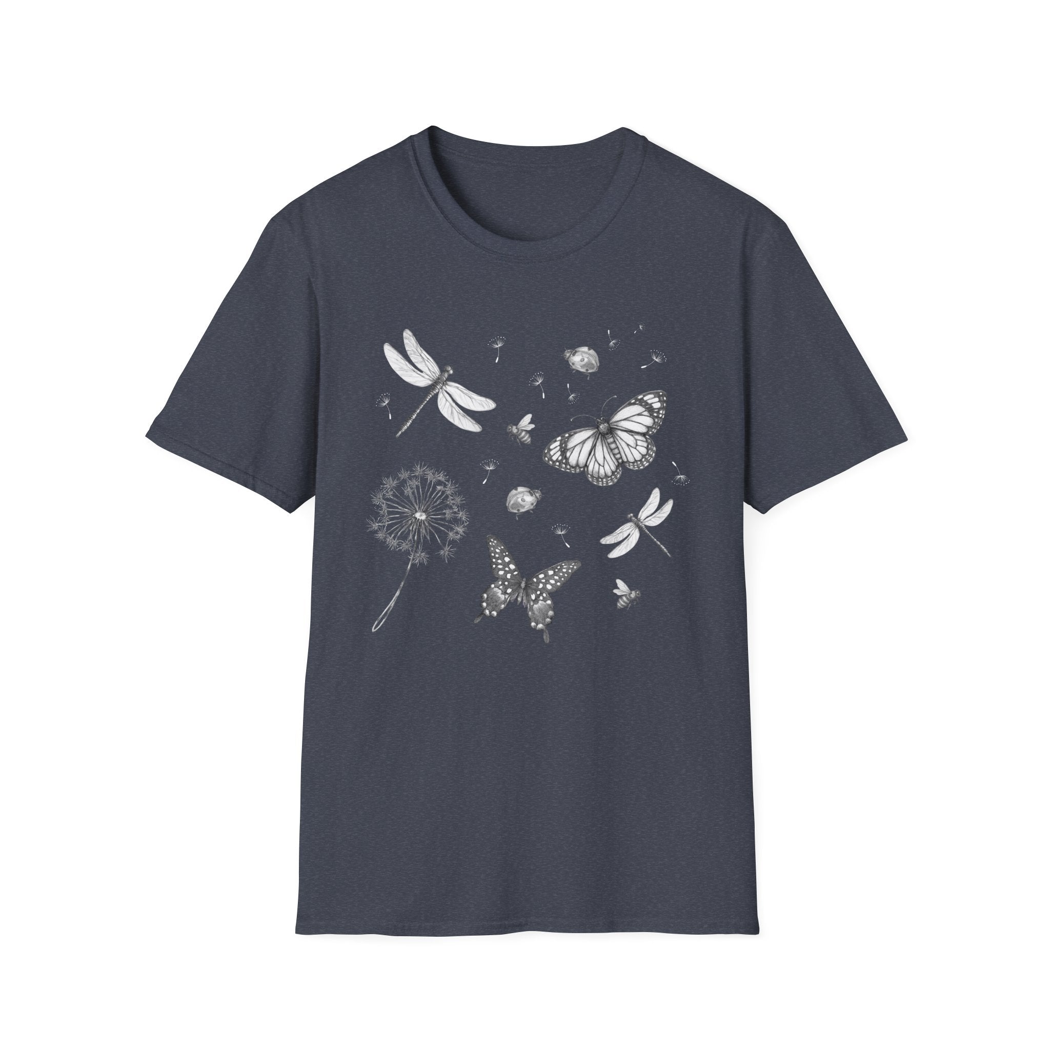 Butterfly & Dandelion Tee — Delicate Botanical Nature T-Shirt