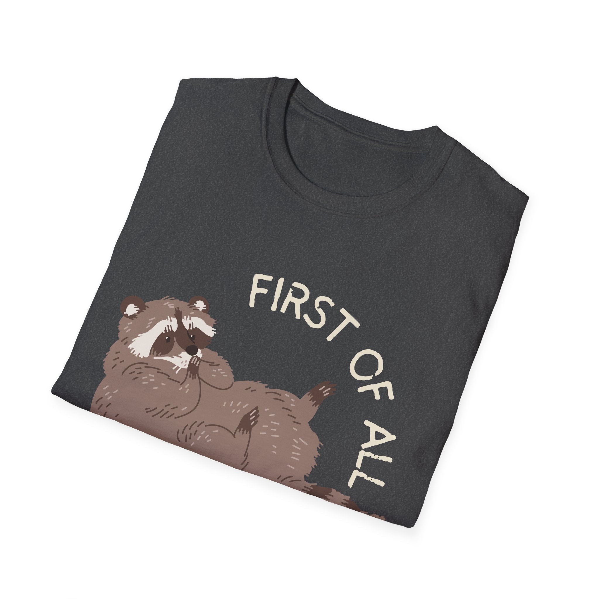 Cute Raccoon Tee — "First Of All, I'm A Delight" Graphic T-Shirt