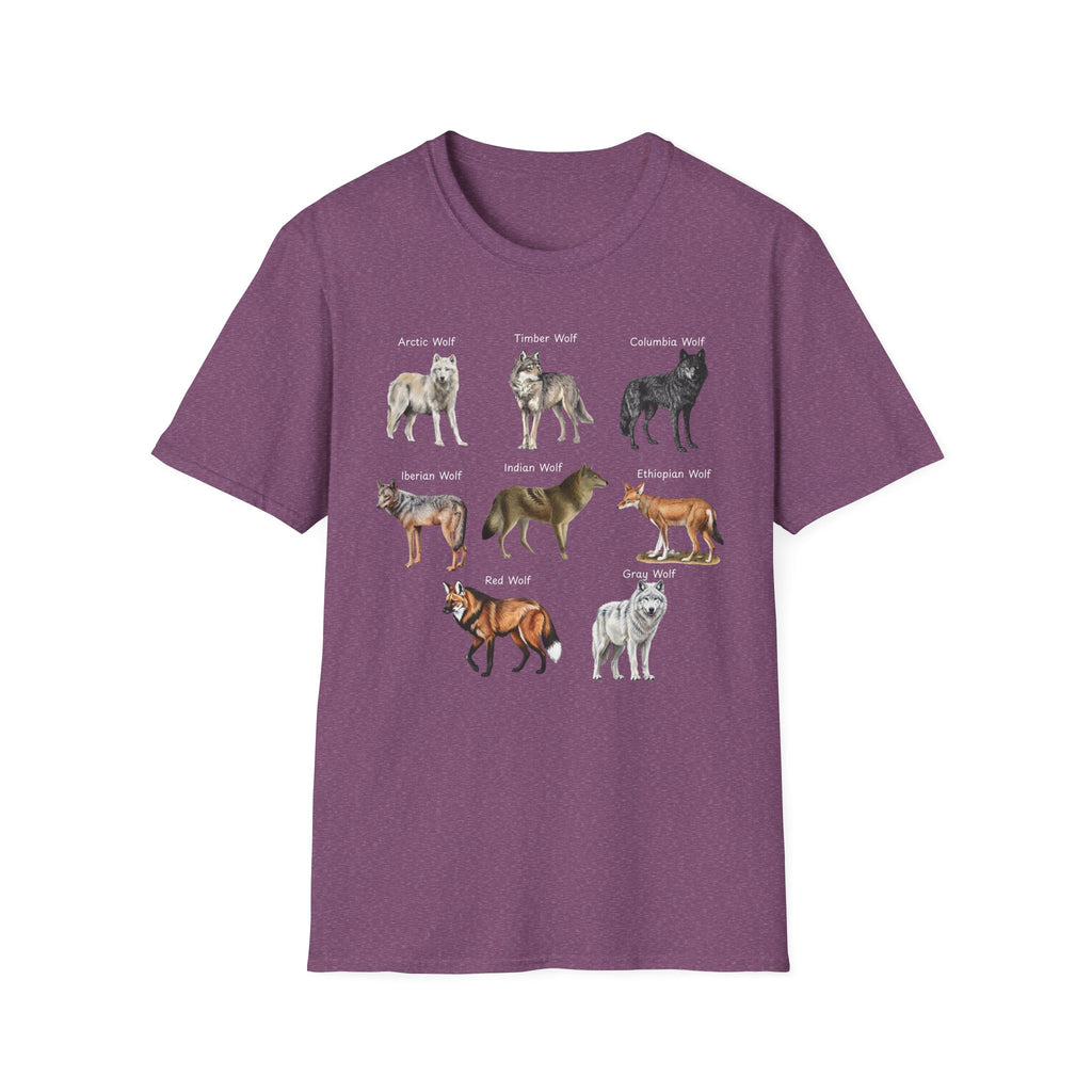 Wolf Species Chart T-Shirt — Illustrated Wolves Guide Tee
