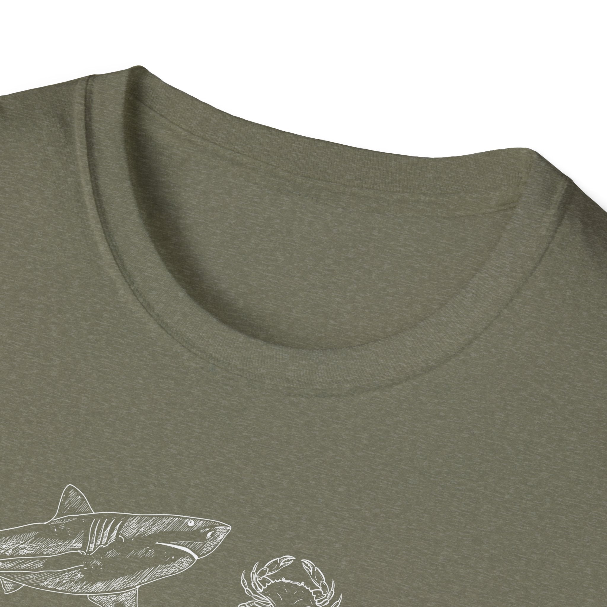 Marine Life Sketch T-Shirt — Minimal Ocean Creatures Illustration