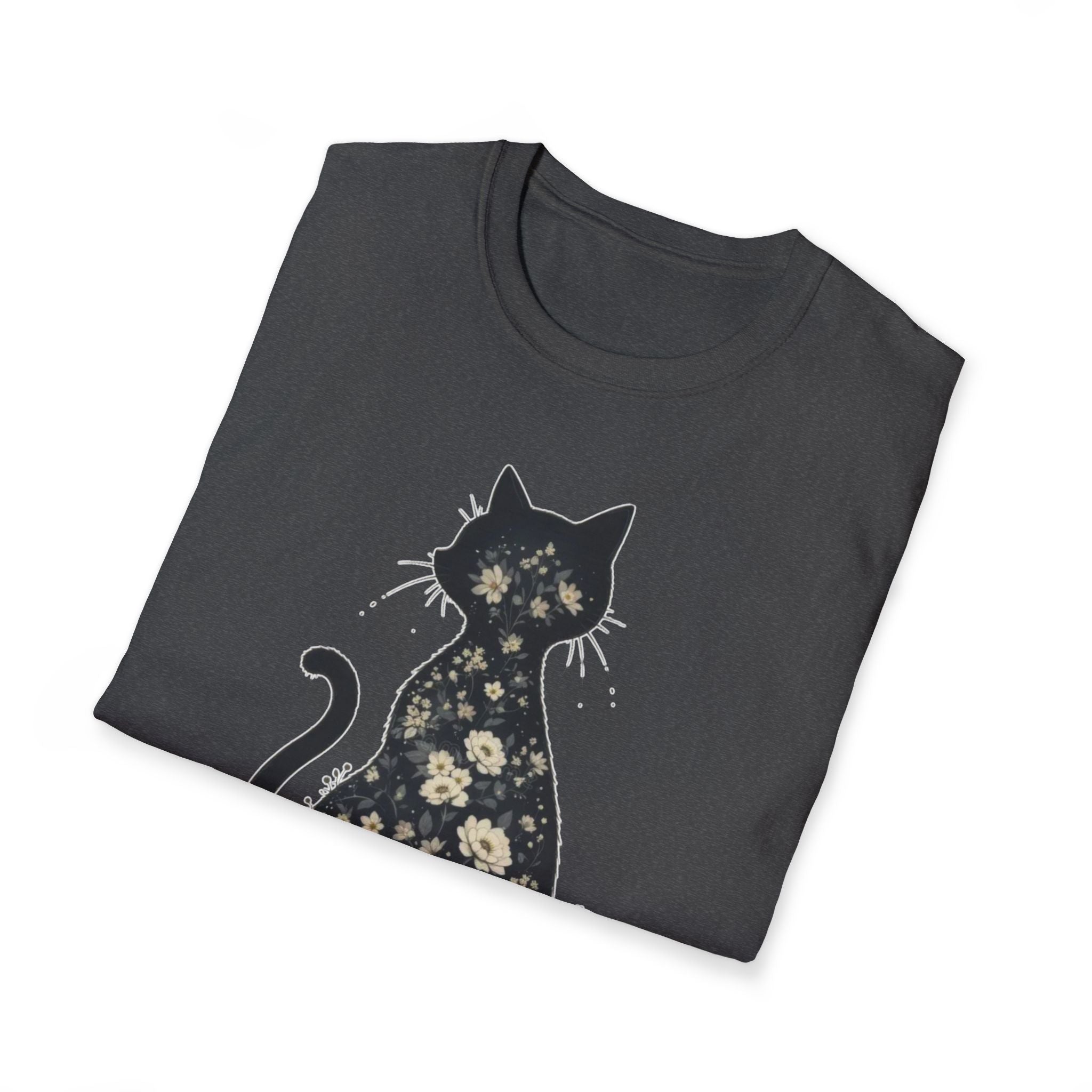 Floral Silhouette Cat T-Shirt