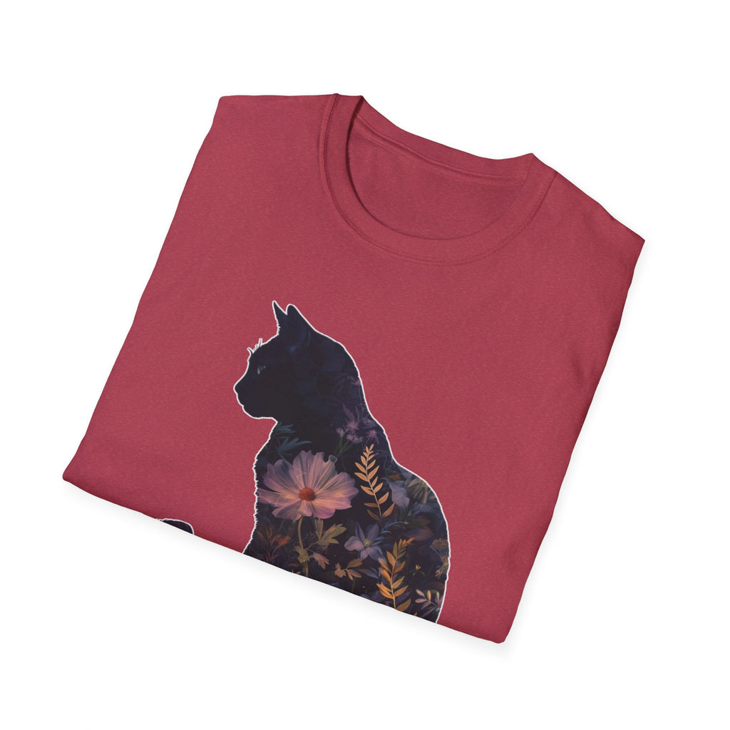 Floral Cat Silhouette T-Shirt