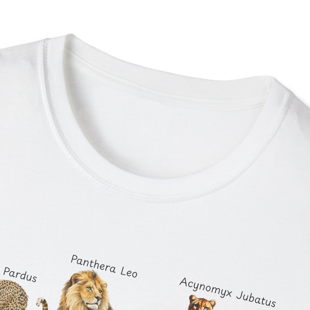Big Cats Chart T-Shirt — Vintage Illustrated Wild Cat Identification Tee