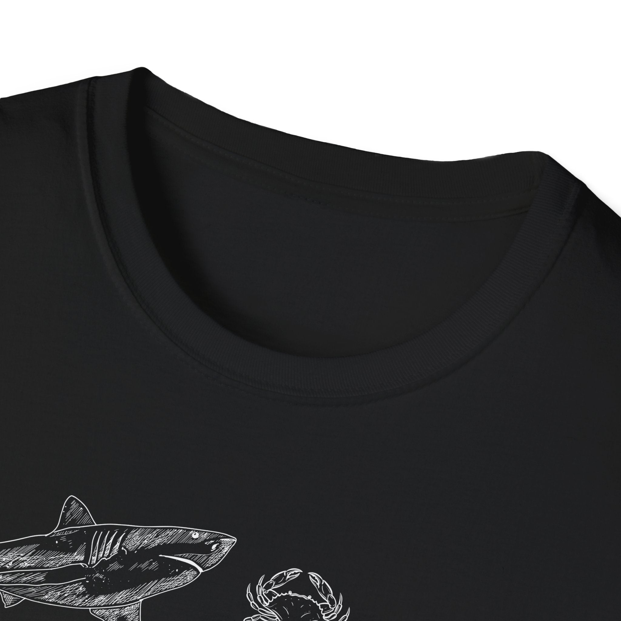 Marine Life Sketch T-Shirt — Minimal Ocean Creatures Illustration
