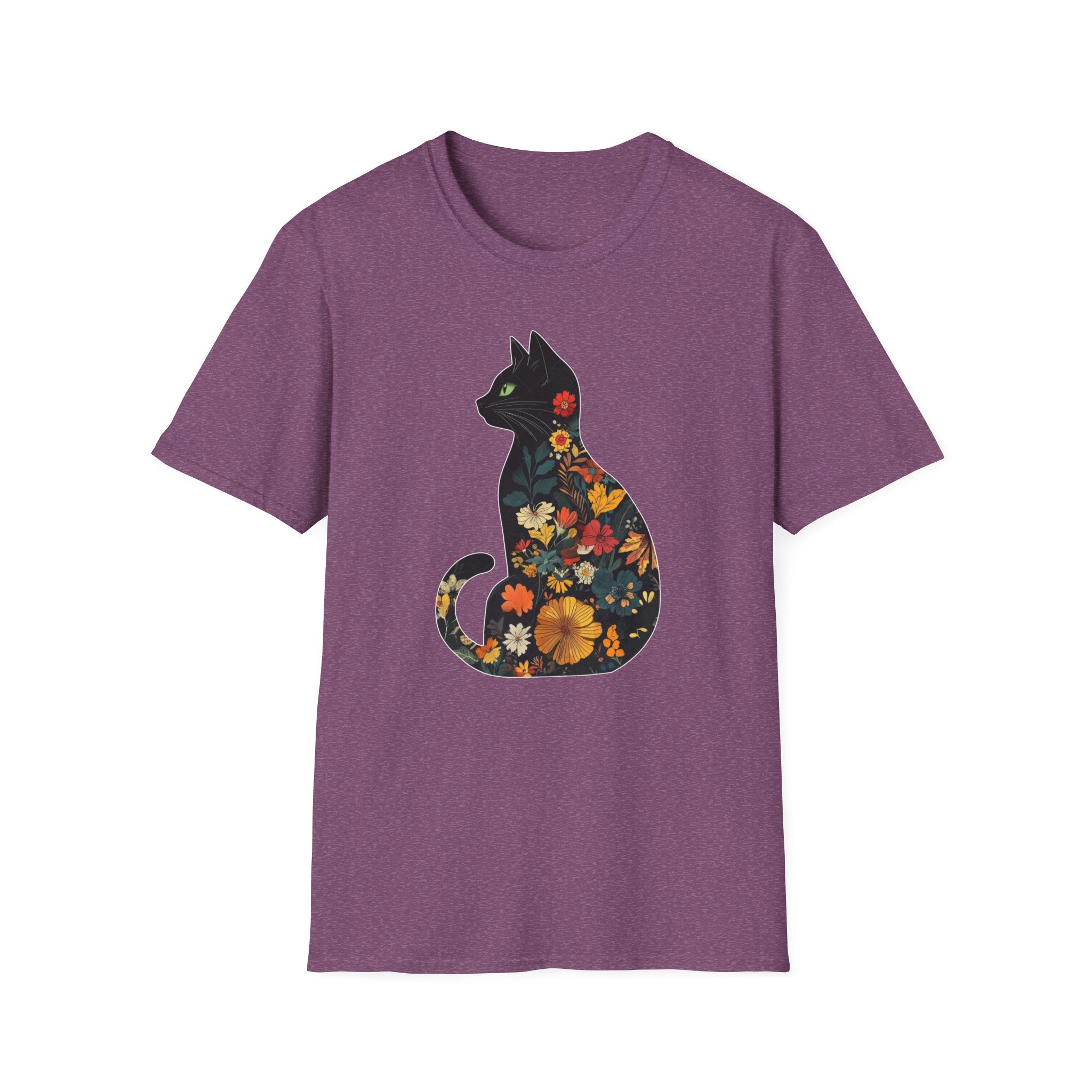 Floral Cat Silhouette T-Shirt
