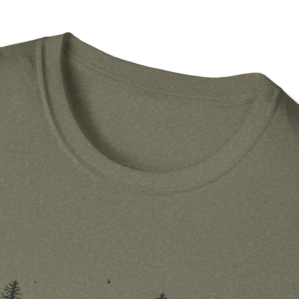 Pine Grove Minimalist Tee — Hand-Drawn Forest Trees T-Shirt