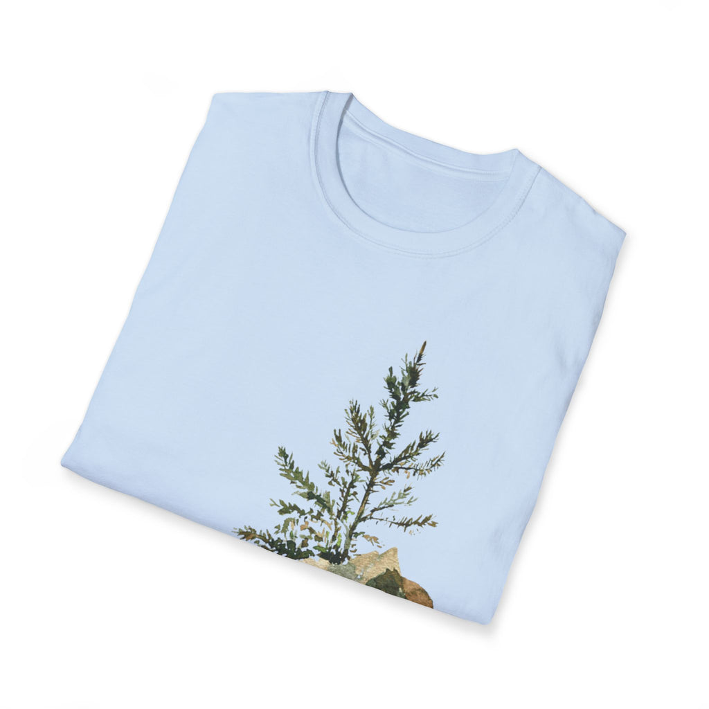 Nature Mountain T-Shirt — Watercolor Pine Tree Landscape