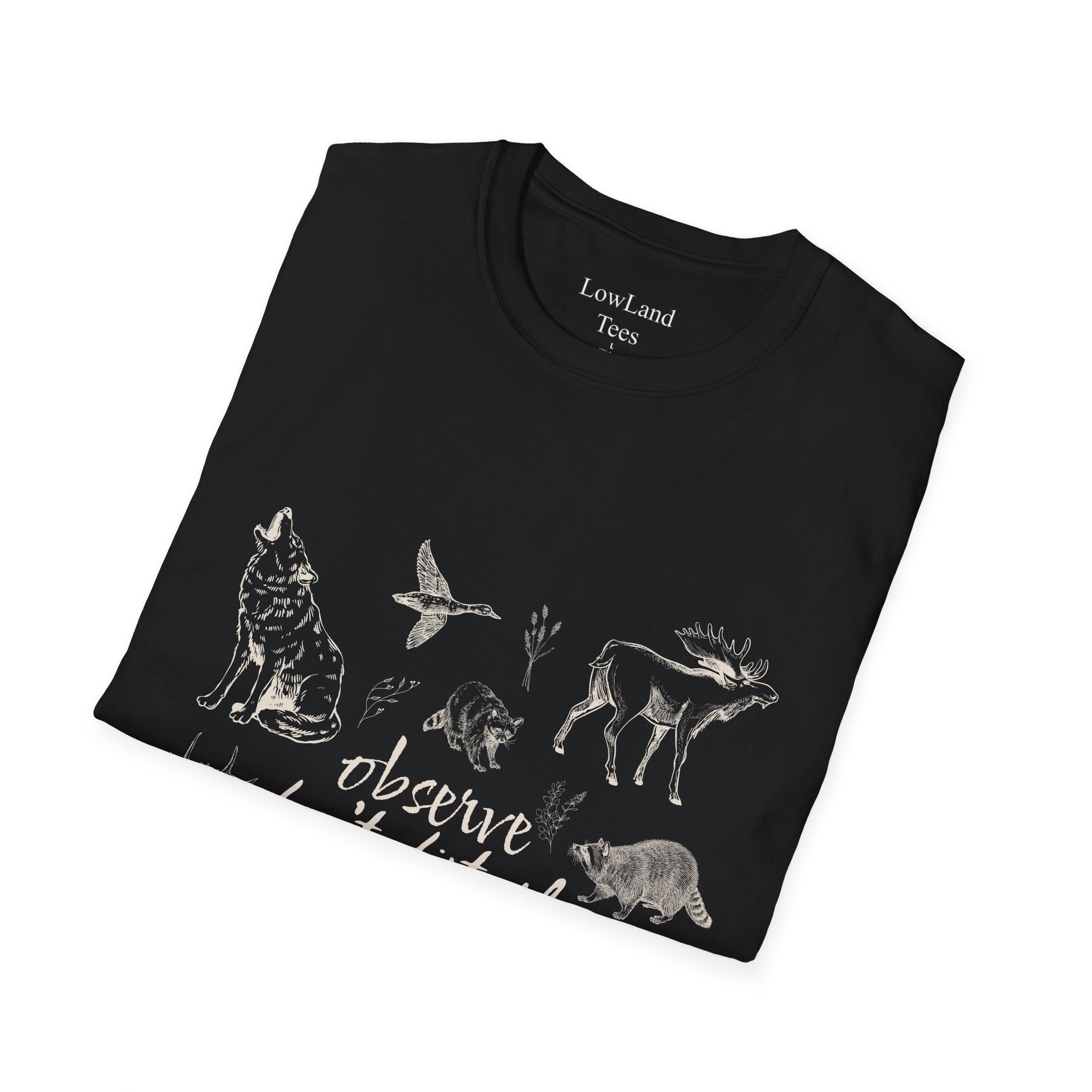 Observe Don’t Disturb T-Shirt — Vintage Sketch Wildlife Field Guide Tee