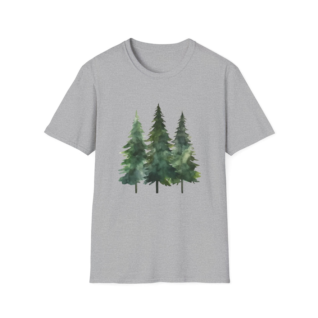 Pine Forest Tee — Watercolor Evergreen Tree T-Shirt