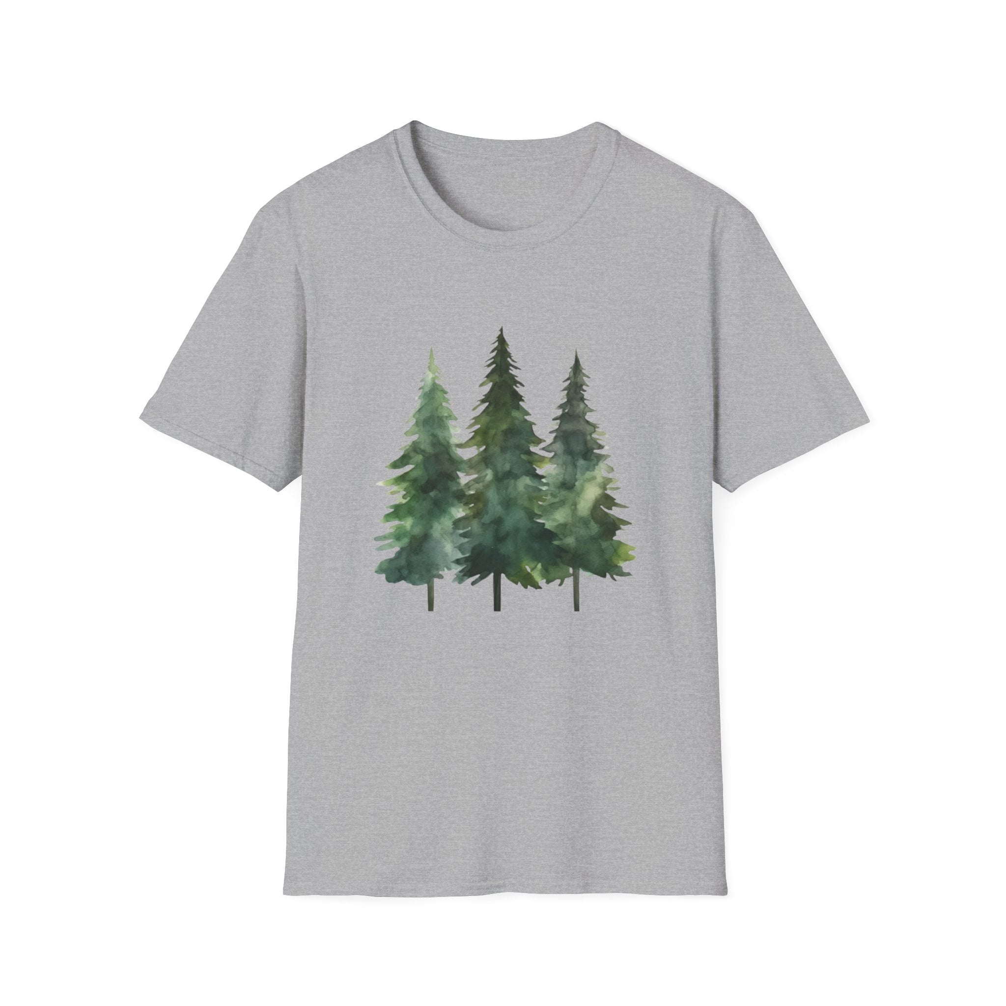 Pine Forest Tee — Watercolor Evergreen Tree T-Shirt