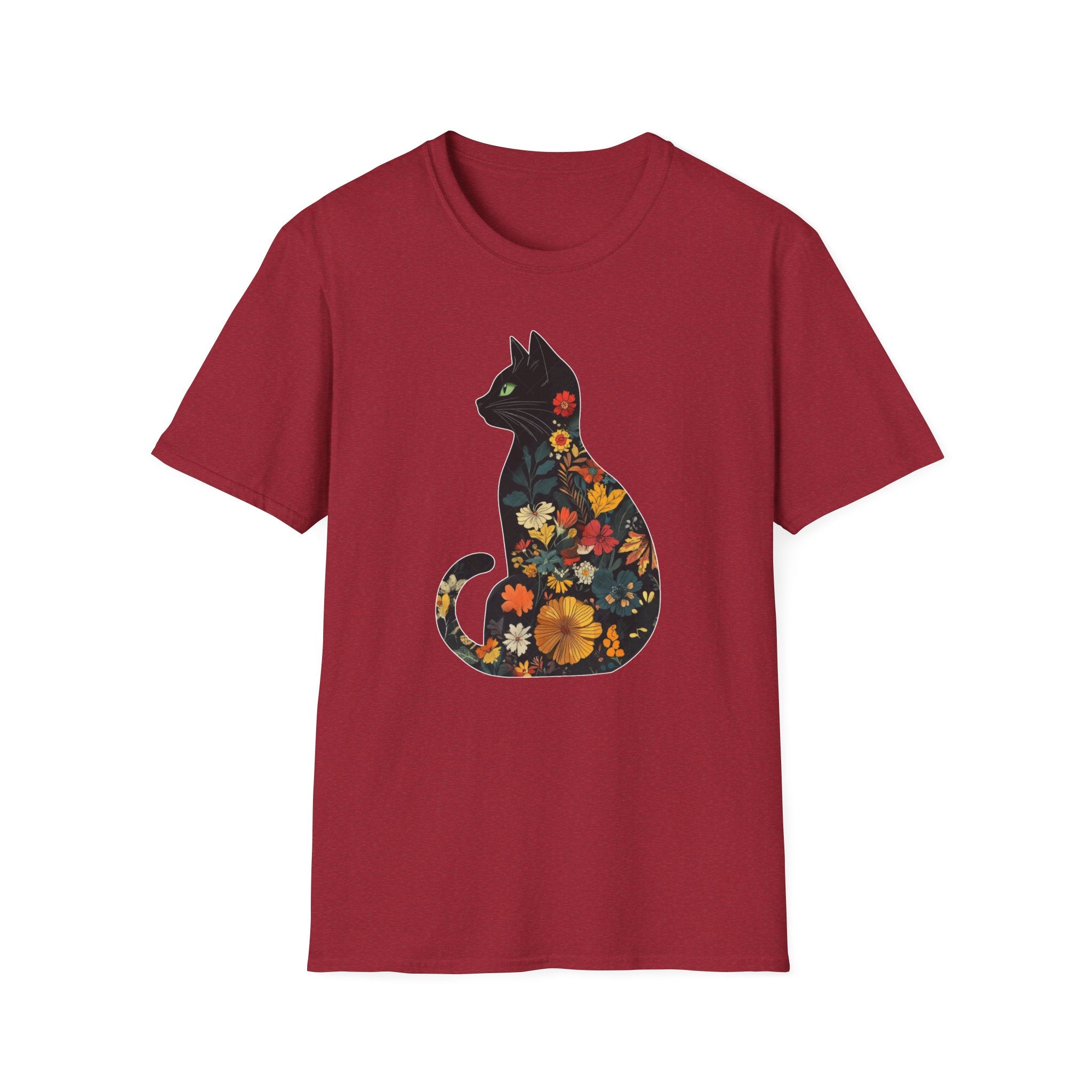 Floral Cat Silhouette T-Shirt