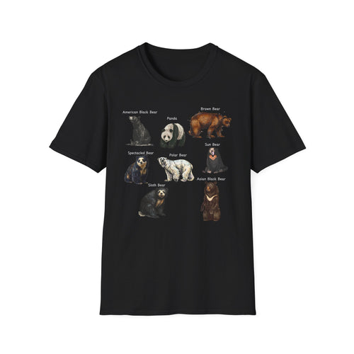 Bear Species Graphic T-Shirt — Vintage Illustrated Bear Types Tee