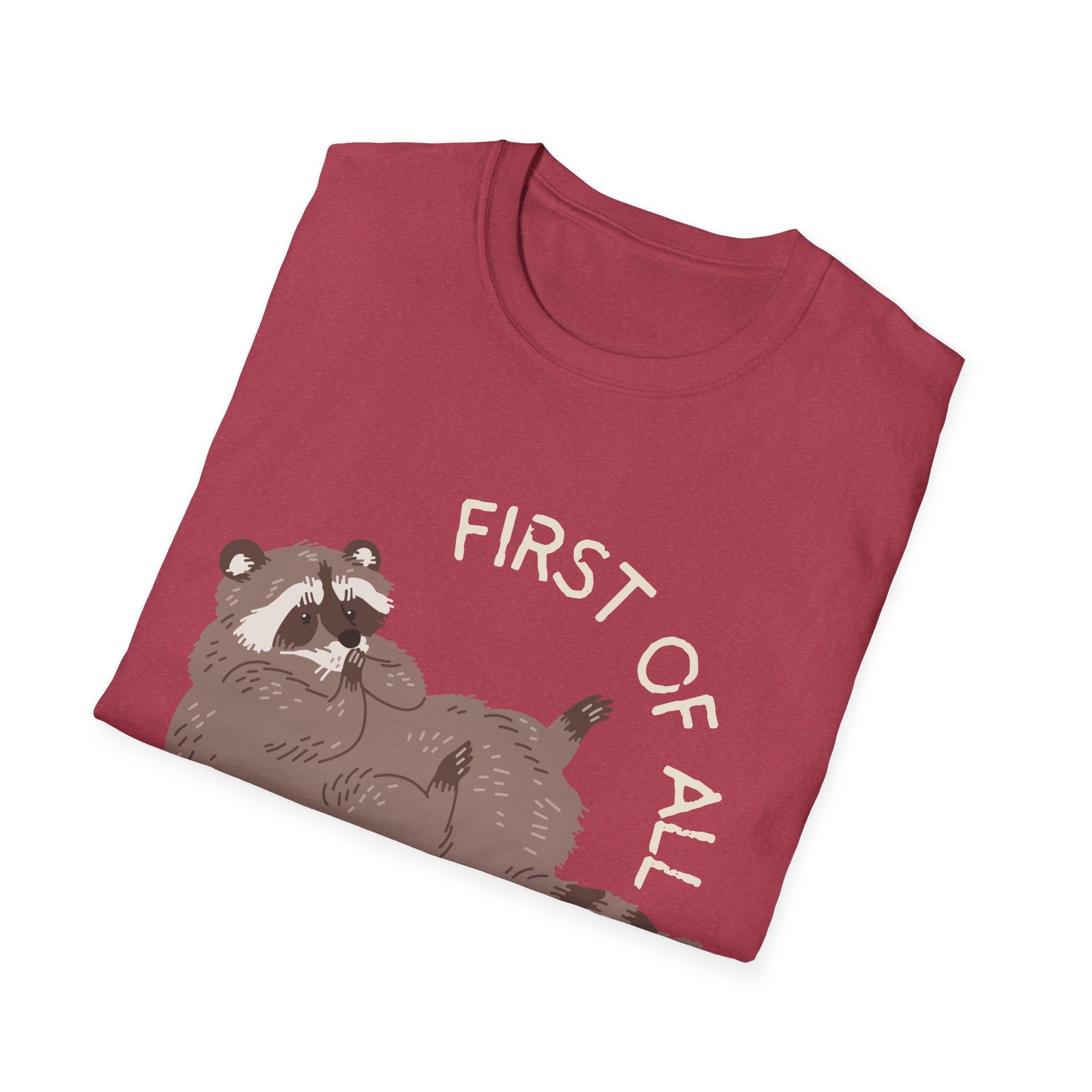 Cute Raccoon Tee — "First Of All, I'm A Delight" Graphic T-Shirt