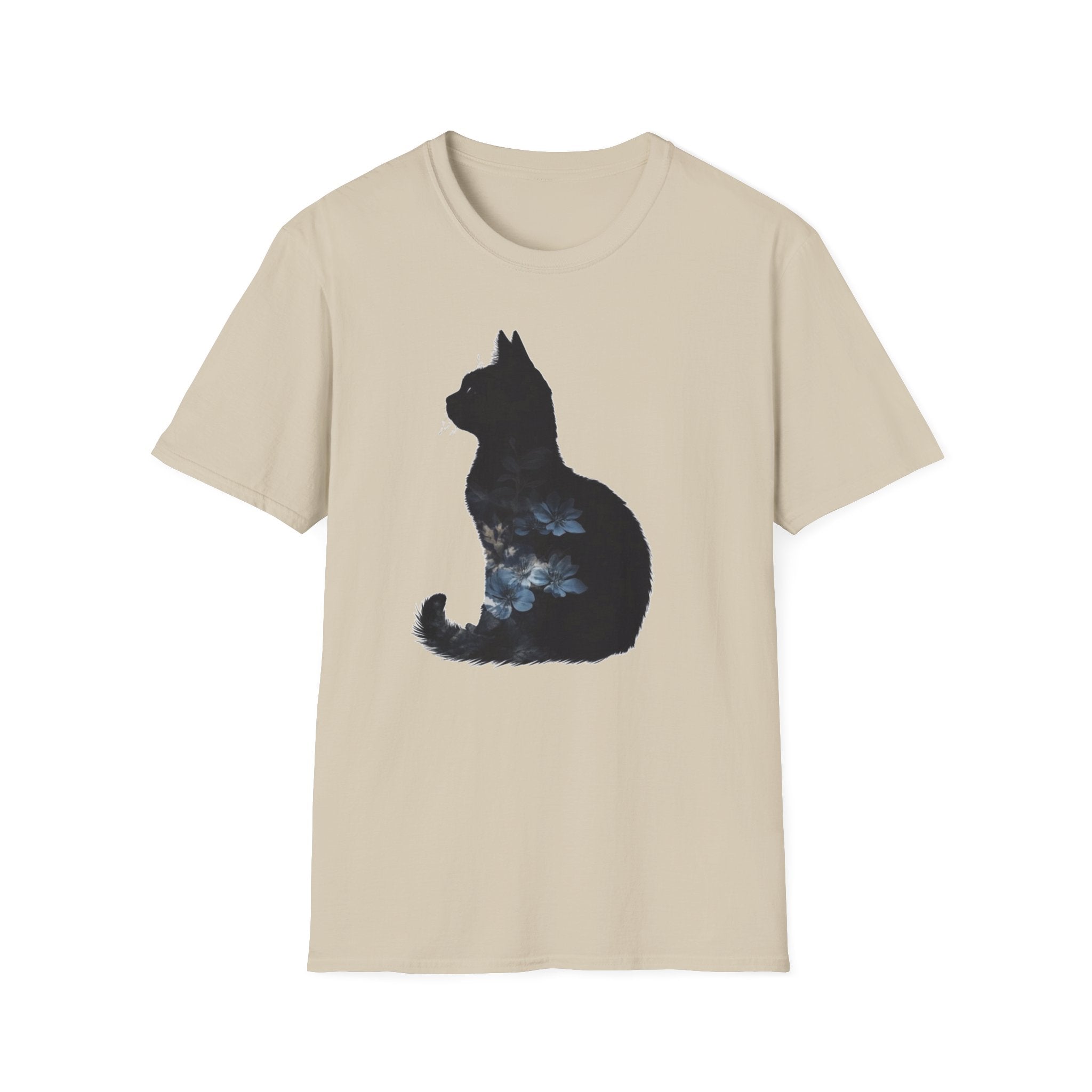 Galaxy Cat T-Shirt — Night Sky Silhouette Tee for Cat Lovers