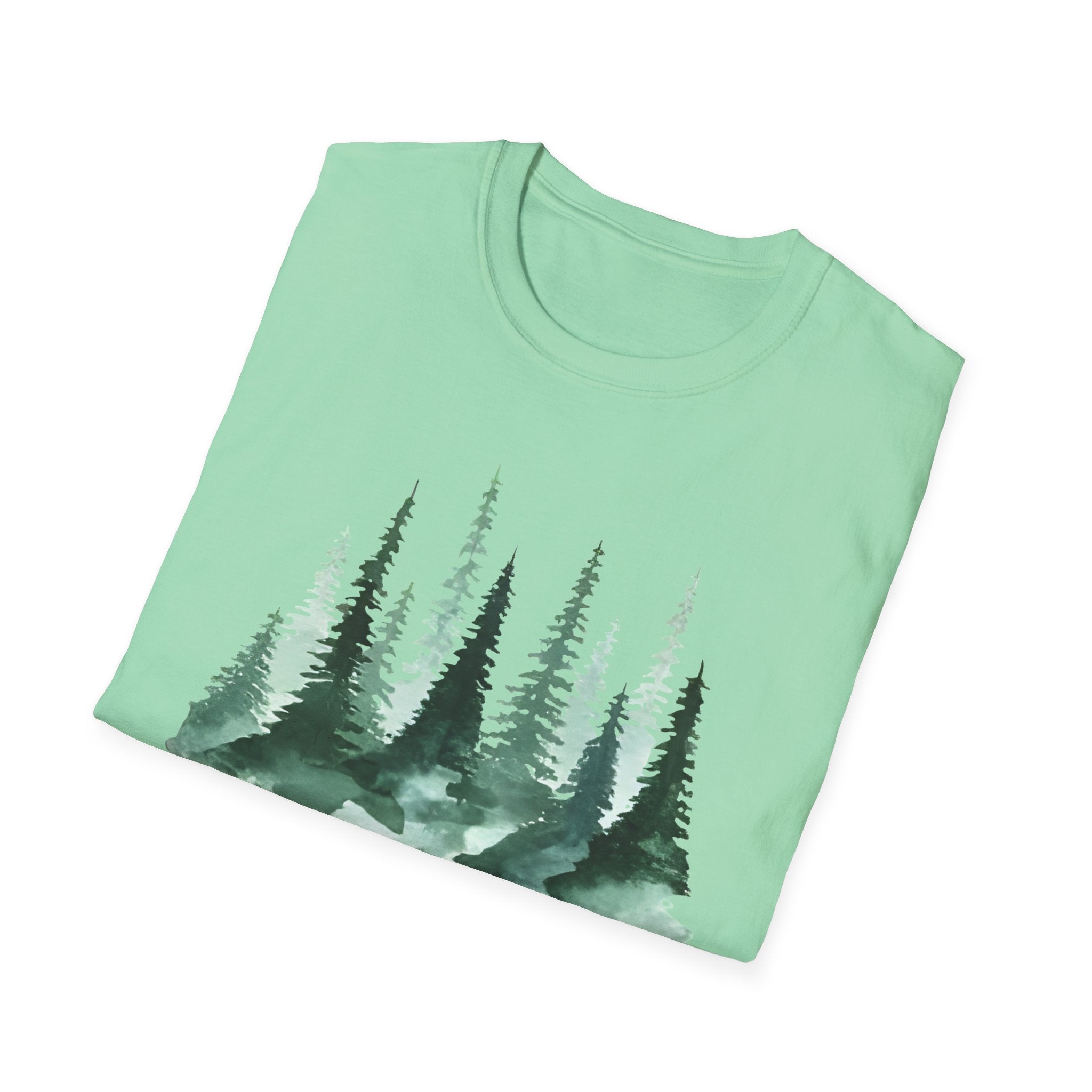 Forest Watercolor T-Shirt — Green Pine Tree Nature Tee