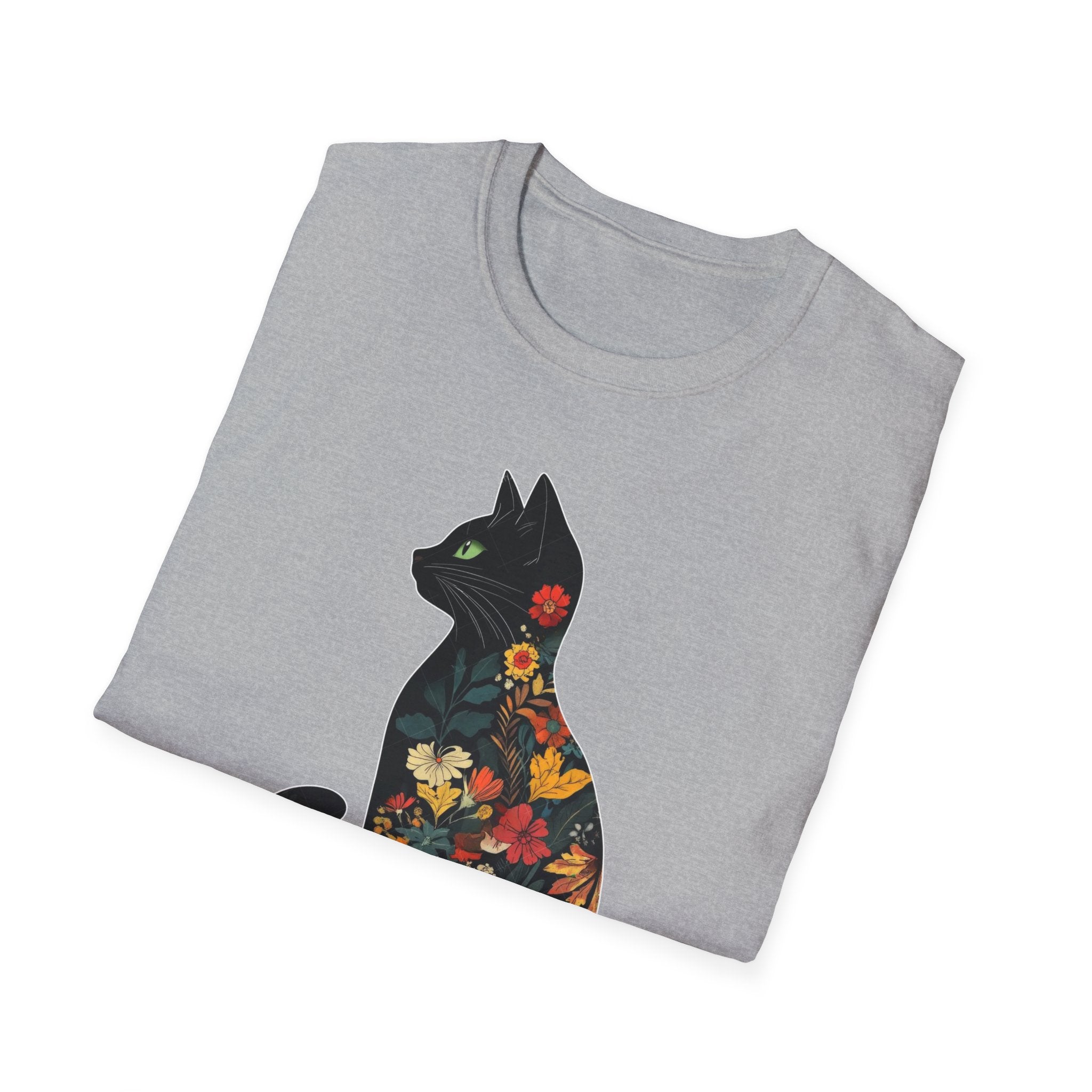 Floral Cat Silhouette T-Shirt