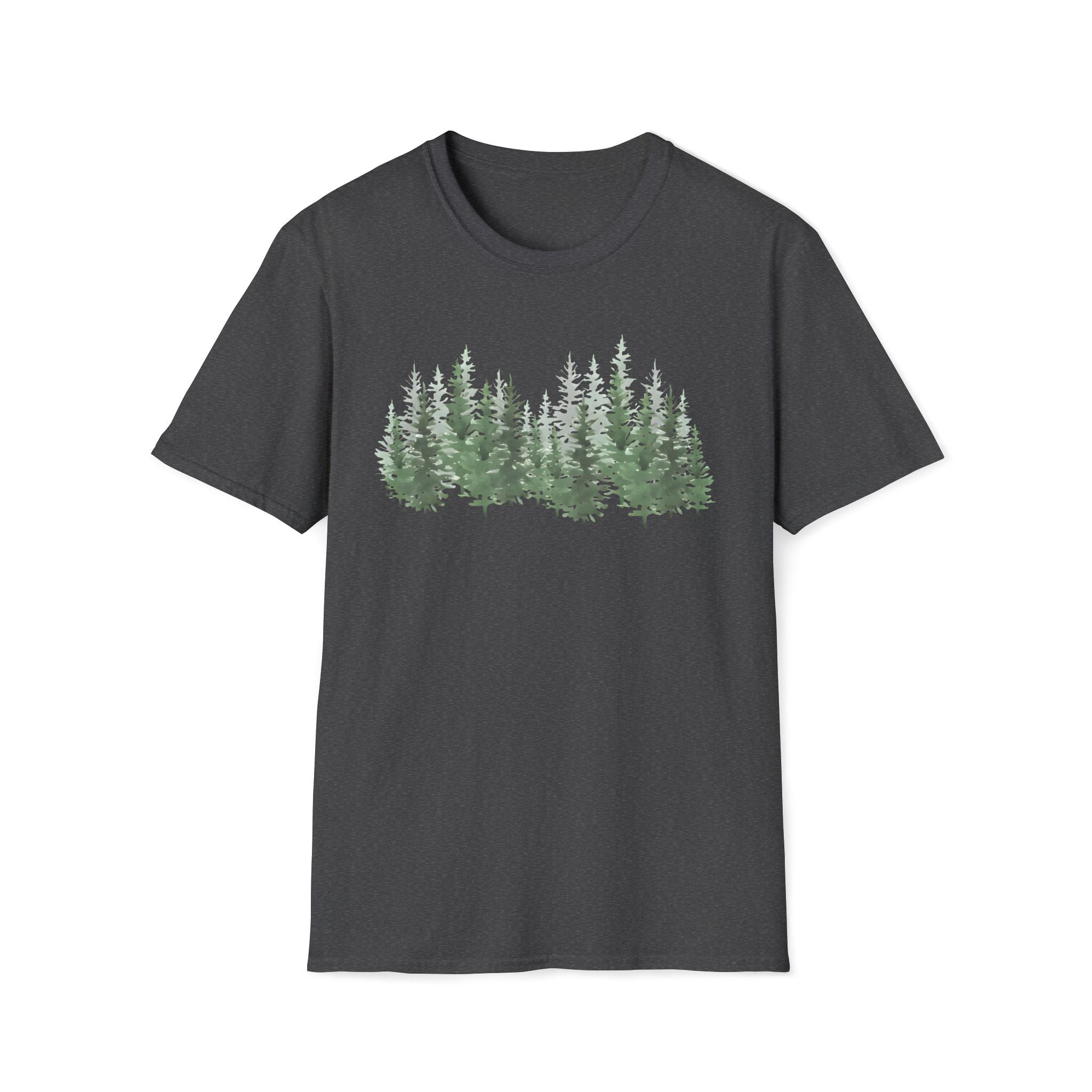 Forest Line T-Shirt — Minimal Evergreen Tree Graphic Tee