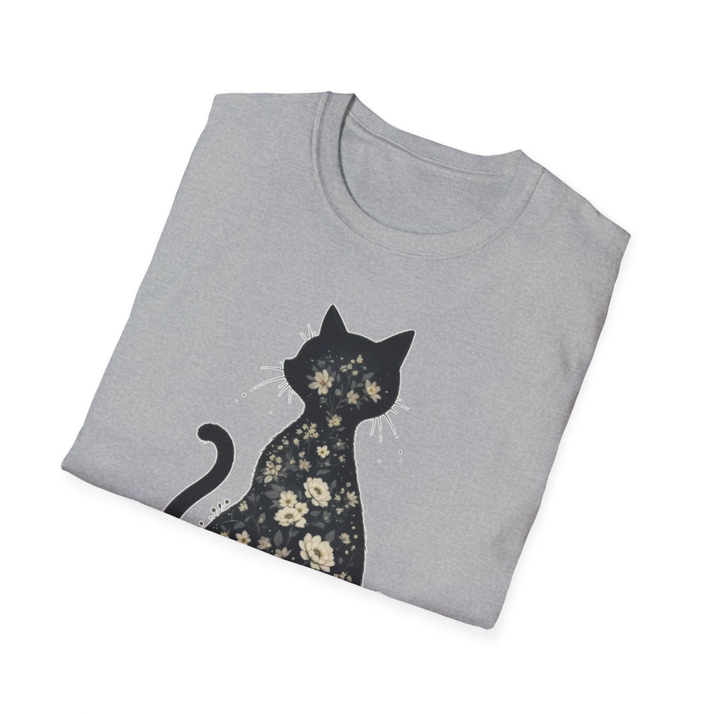Floral Silhouette Cat T-Shirt