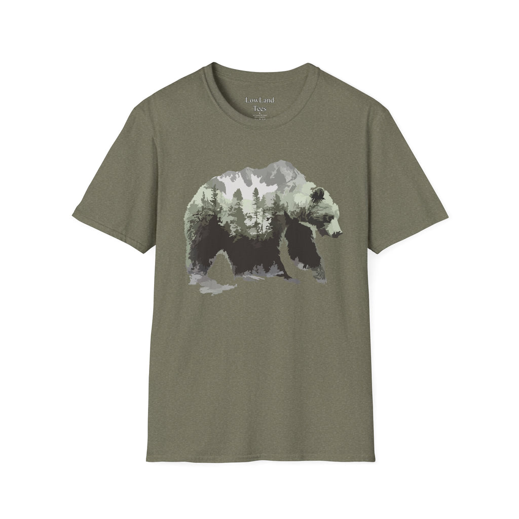Mountain Spirit Bear T-Shirt — Double Exposure Wilderness Nature Tee
