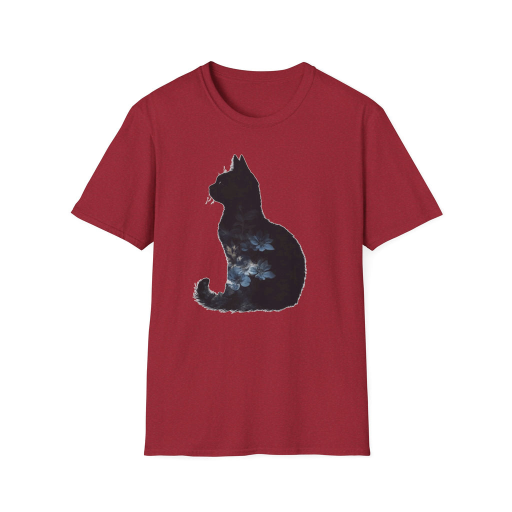 Galaxy Cat T-Shirt — Night Sky Silhouette Tee for Cat Lovers