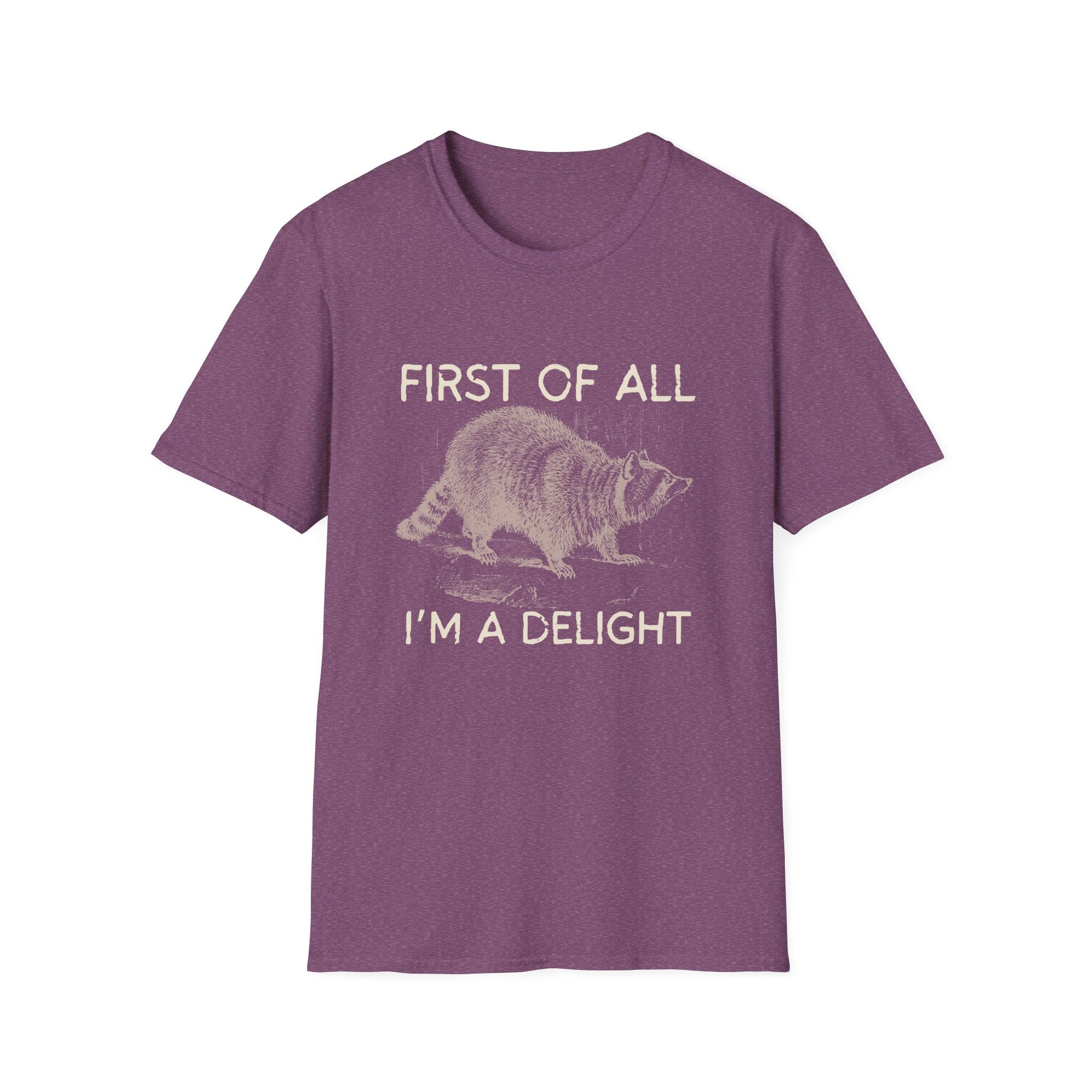 T-Shirt — “First Of All I’m A Delight” Raccoon Vintage Graphic Tee
