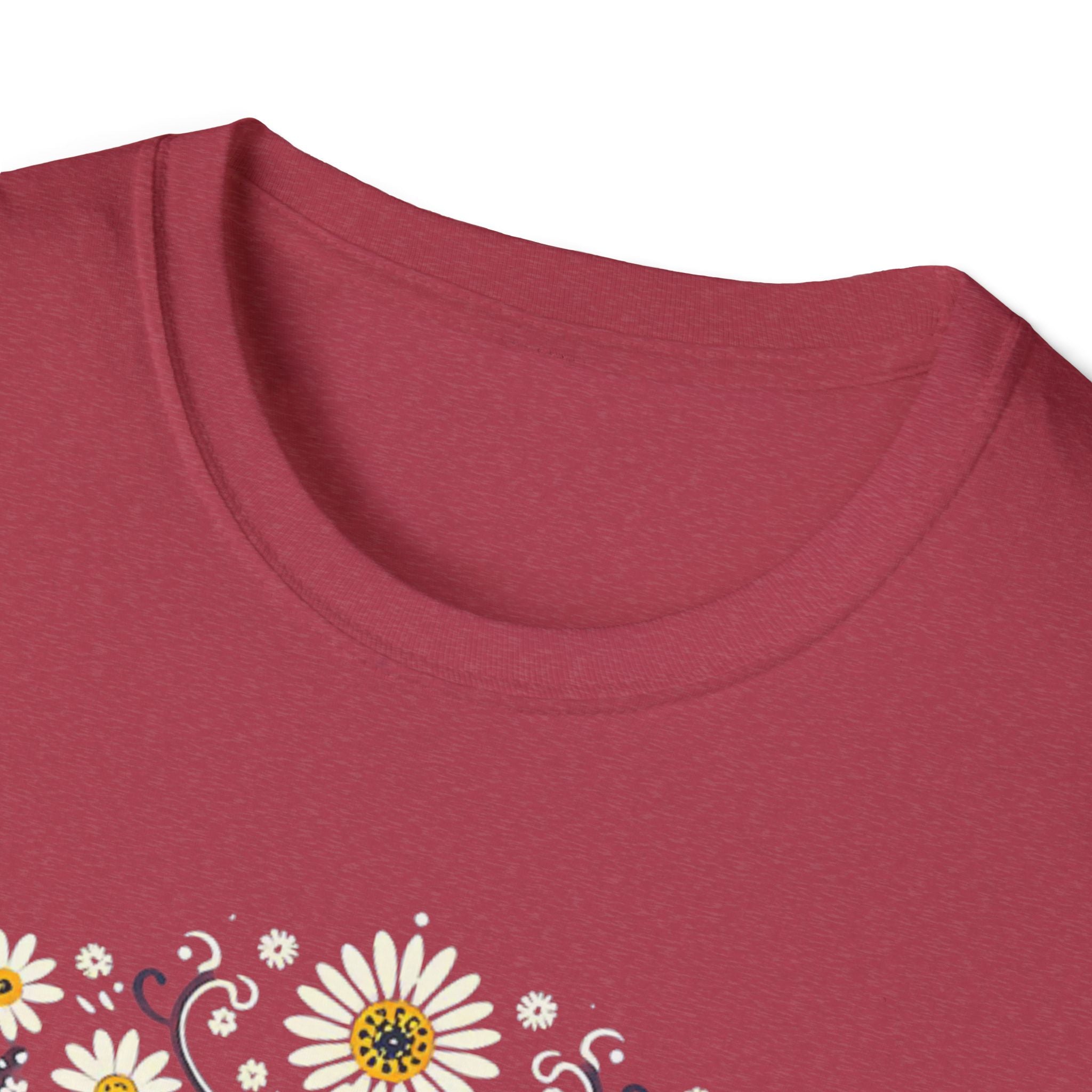 Cat Floral T-Shirt — Folk Art Kitty with Daisies